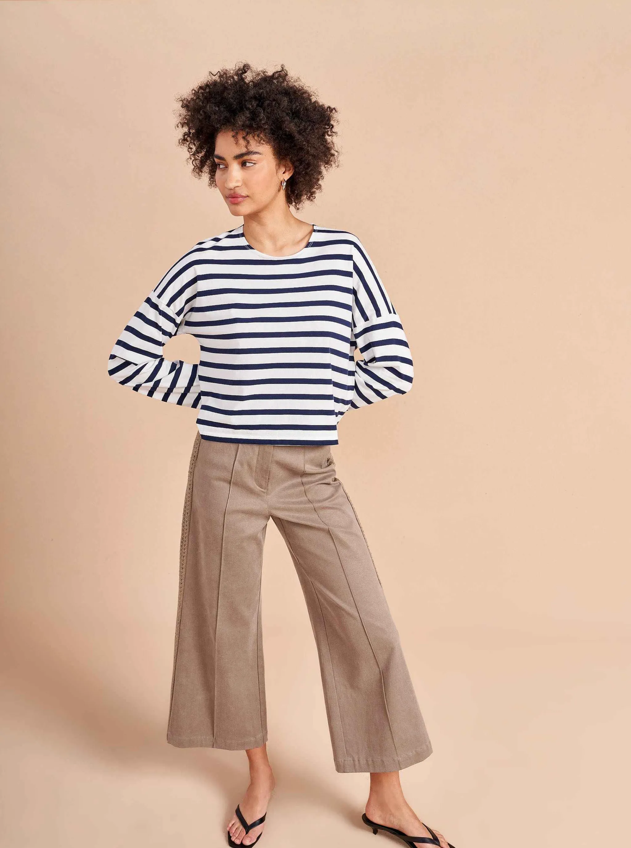 La Ligne Tees*Cropped Charlotte Tee White/Navy