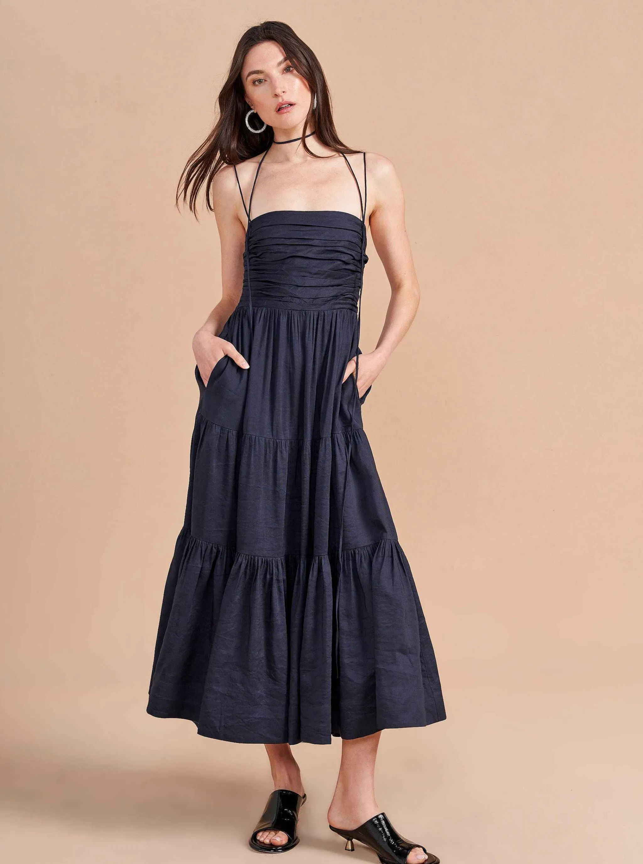 La Ligne Midi Dresses*Sleeveless Sofia Dress Navy
