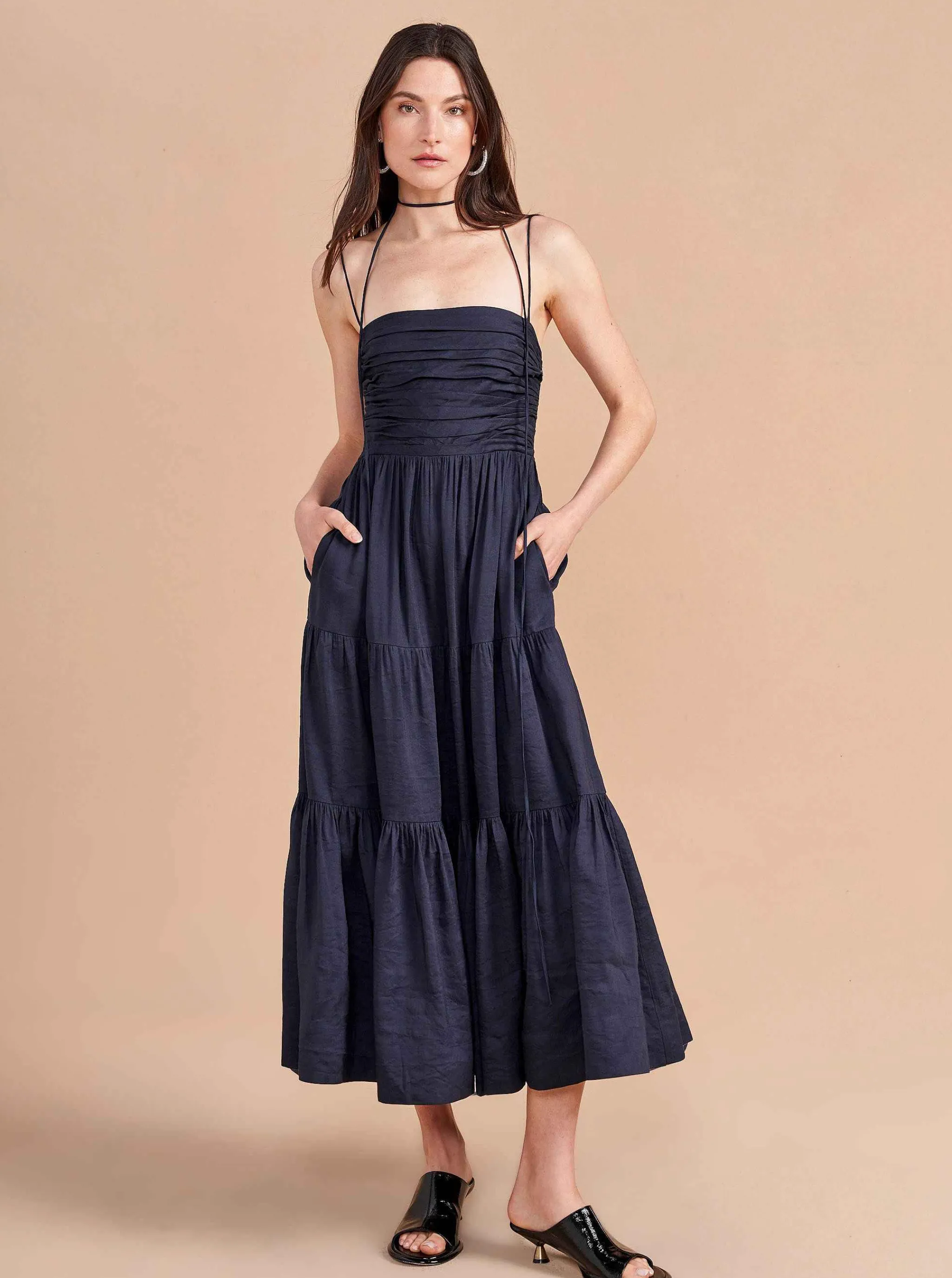 La Ligne Midi Dresses*Sleeveless Sofia Dress Navy