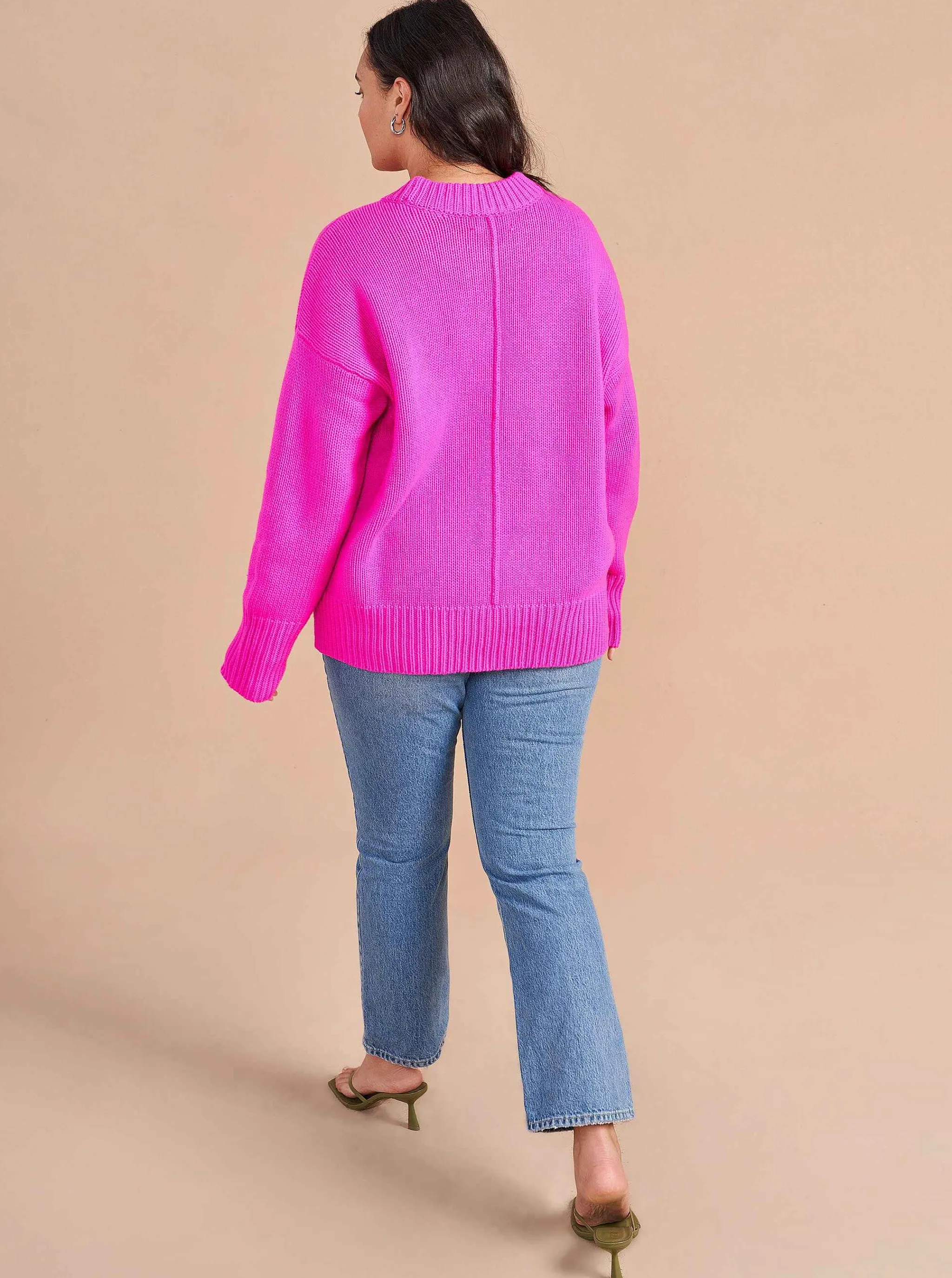La Ligne Sweaters*Solid Marin Sweater Fuchsia