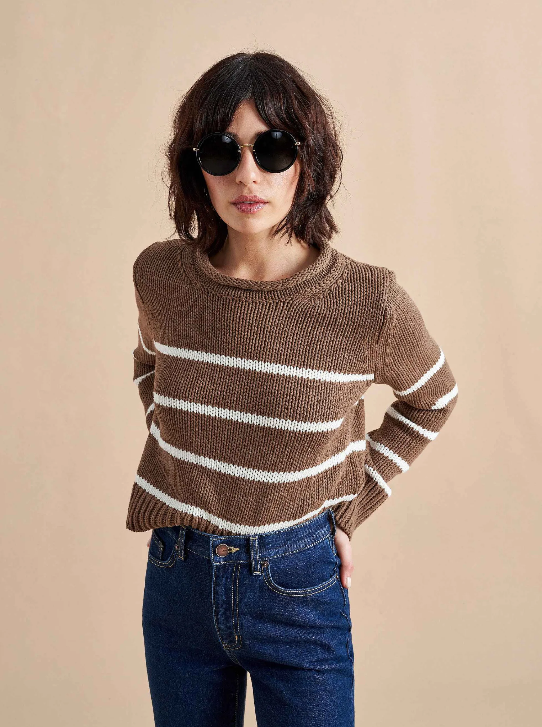 La Ligne Sweaters*Mini Marina Sweater Tan/Cream