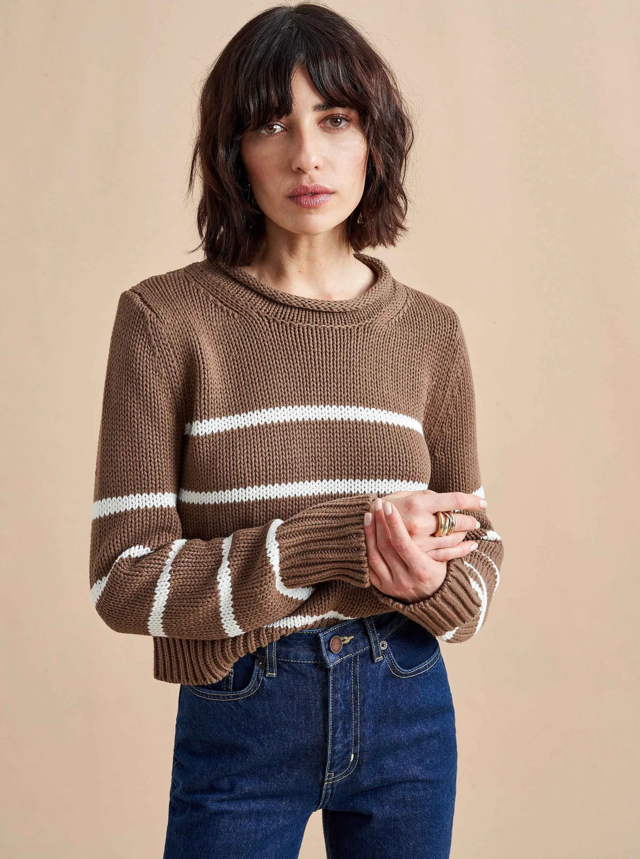 La Ligne Sweaters*Mini Marina Sweater Tan/Cream