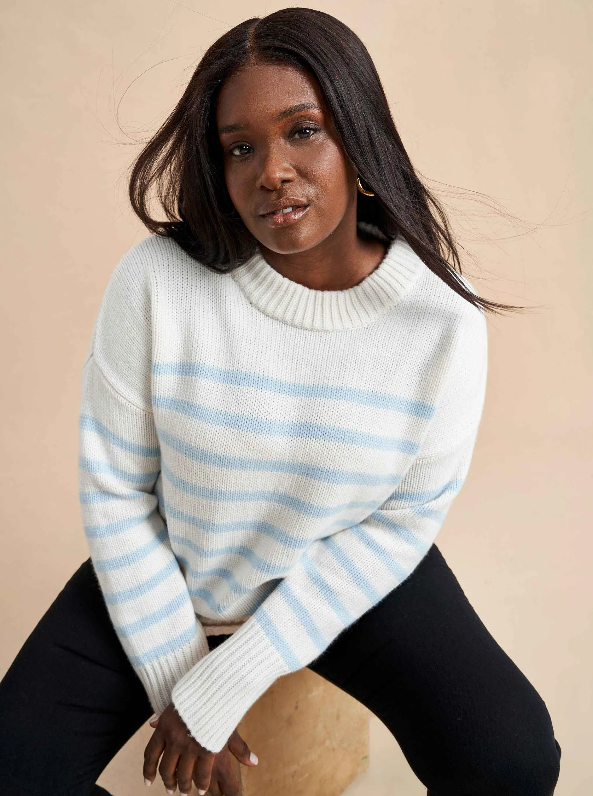 La Ligne Sweaters*Marin Sweater Cream/Periwinkle