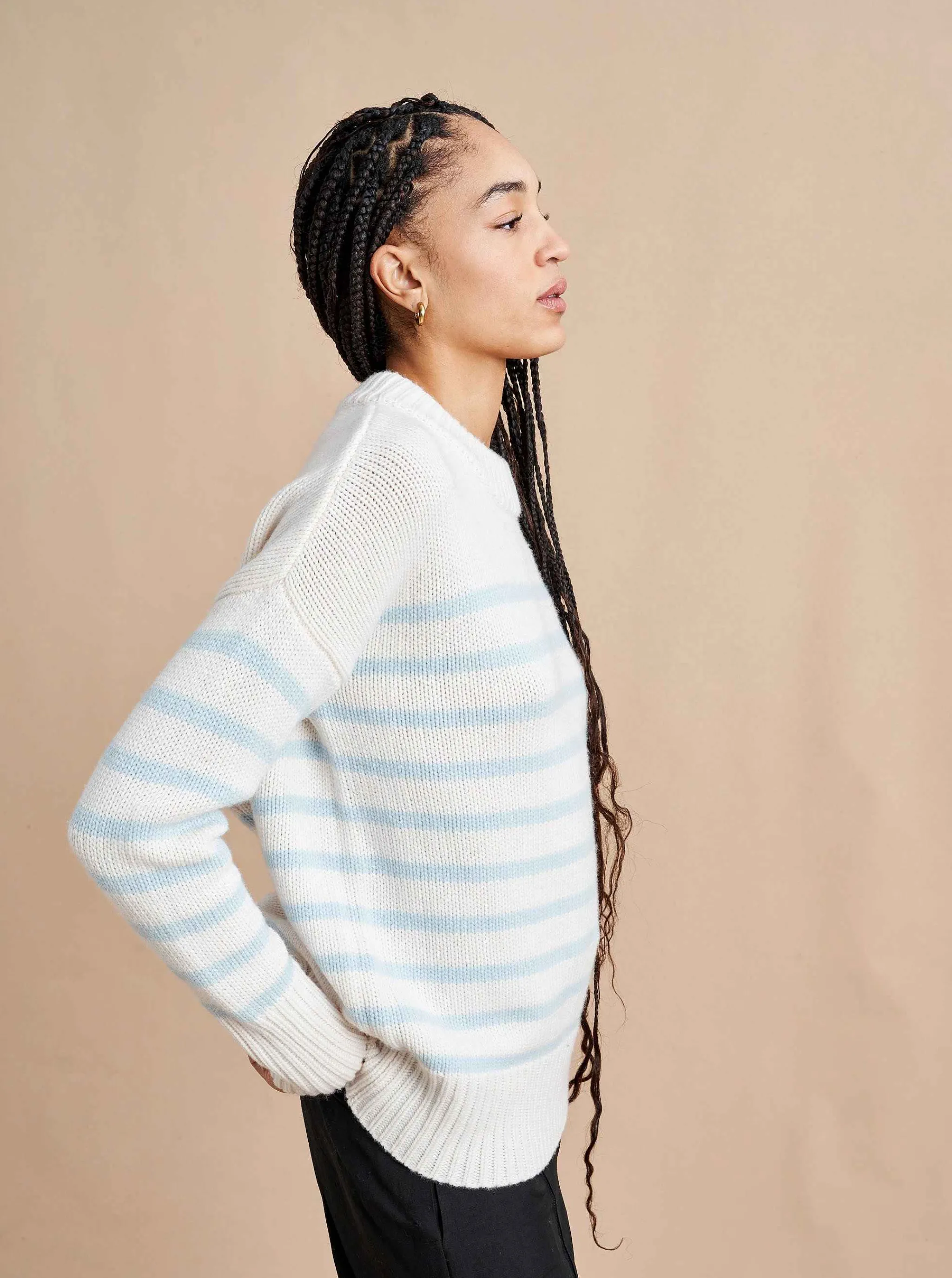 La Ligne Sweaters*Marin Sweater Cream/Periwinkle