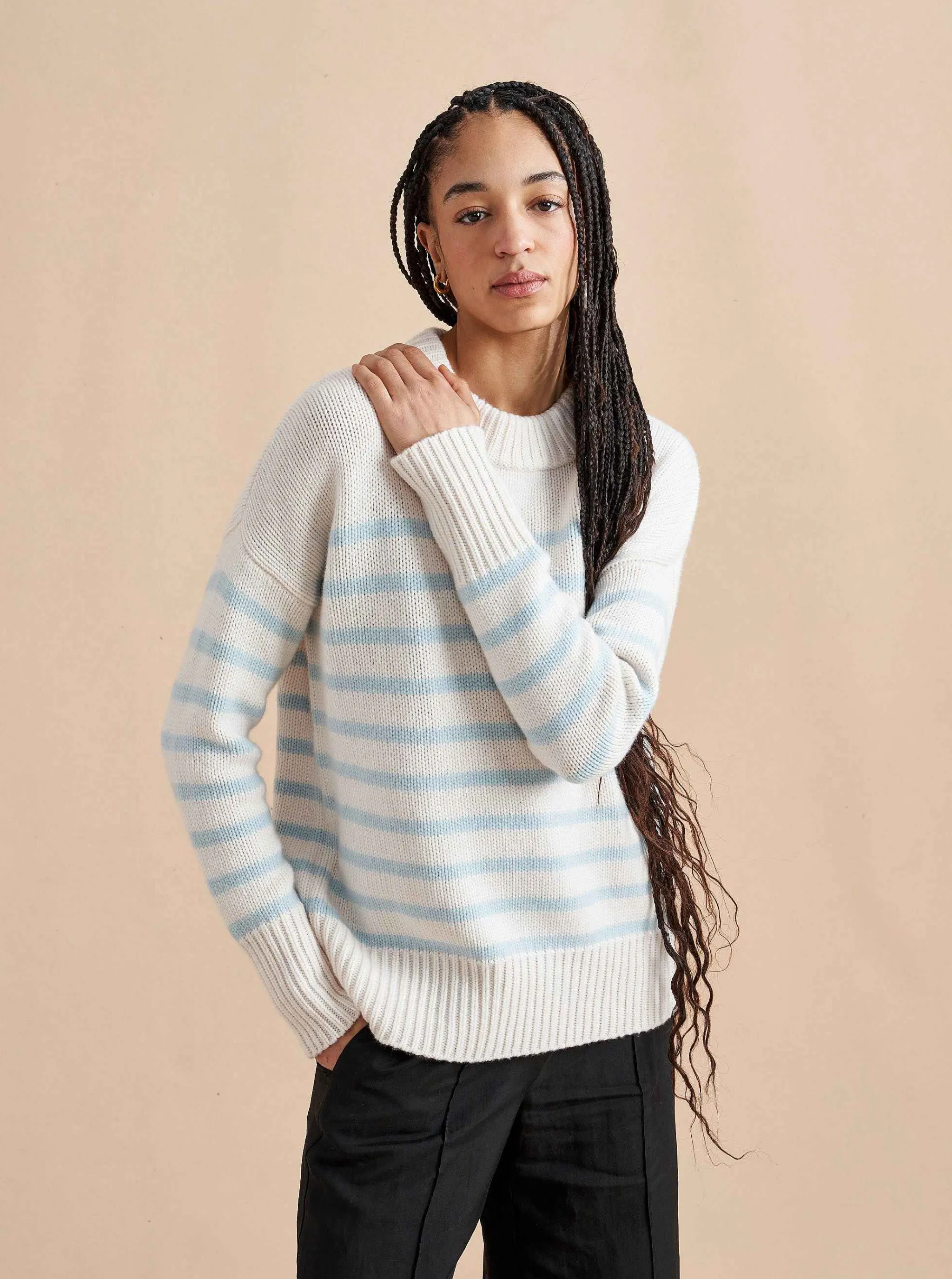 La Ligne Sweaters*Marin Sweater Cream/Periwinkle