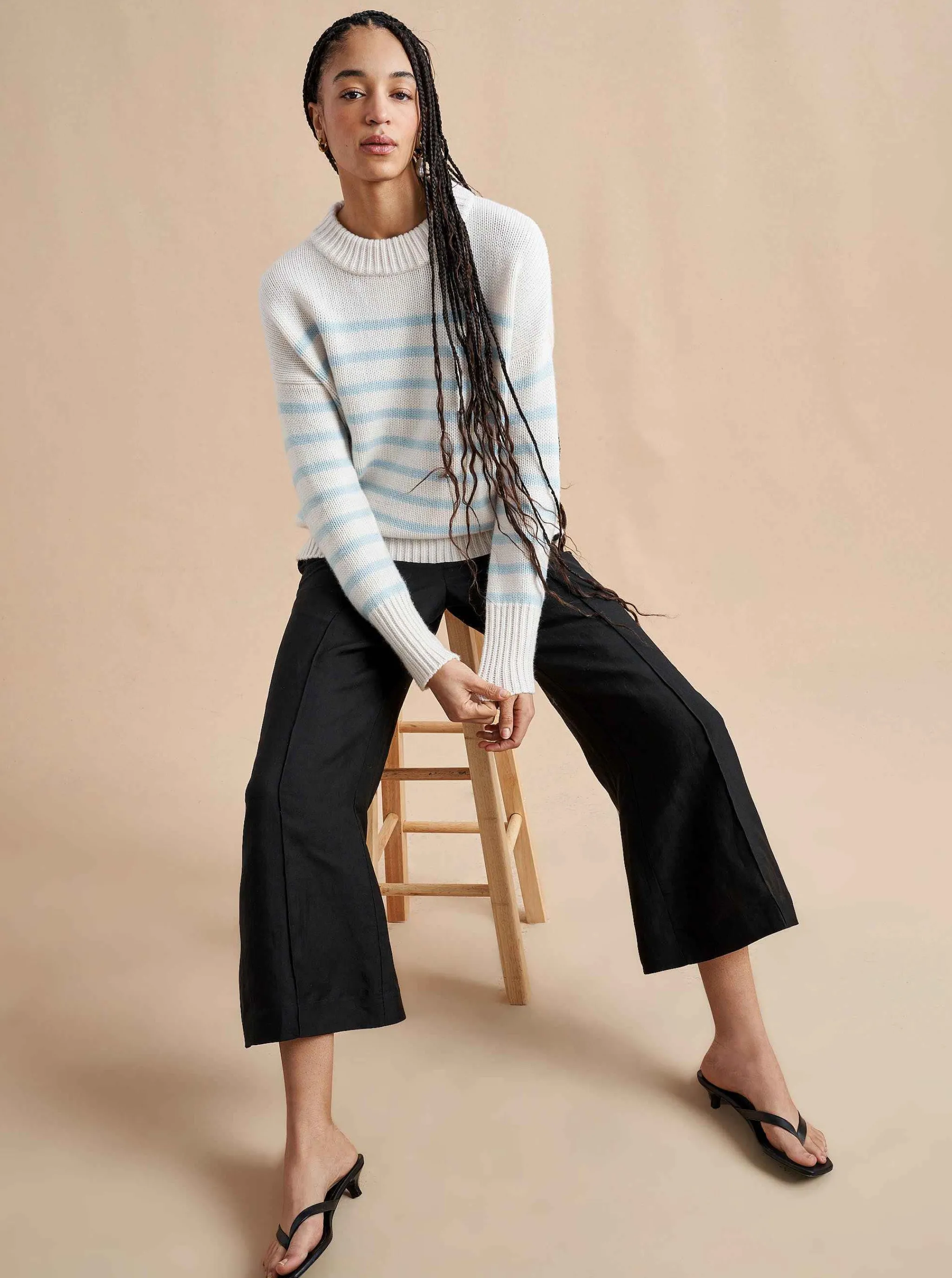 La Ligne Sweaters*Marin Sweater Cream/Periwinkle