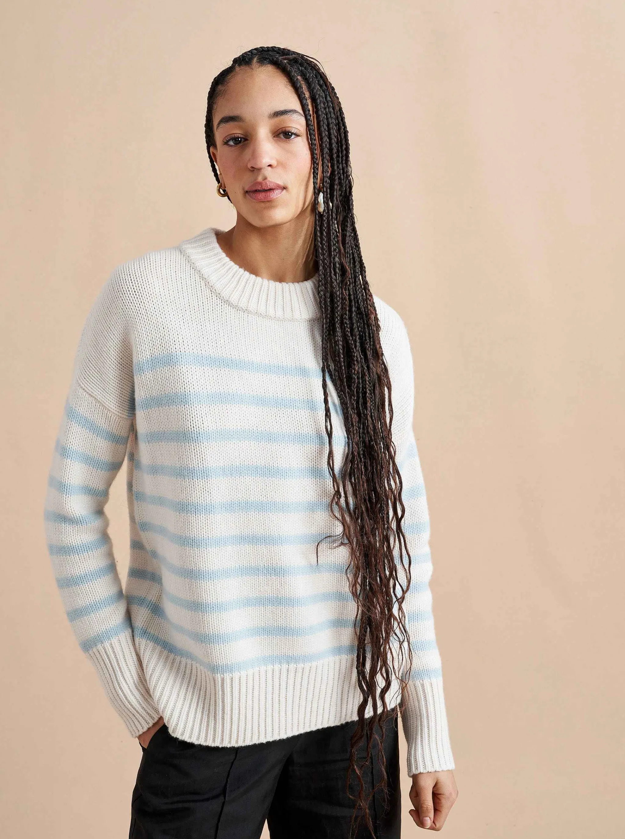 La Ligne Sweaters*Marin Sweater Cream/Periwinkle