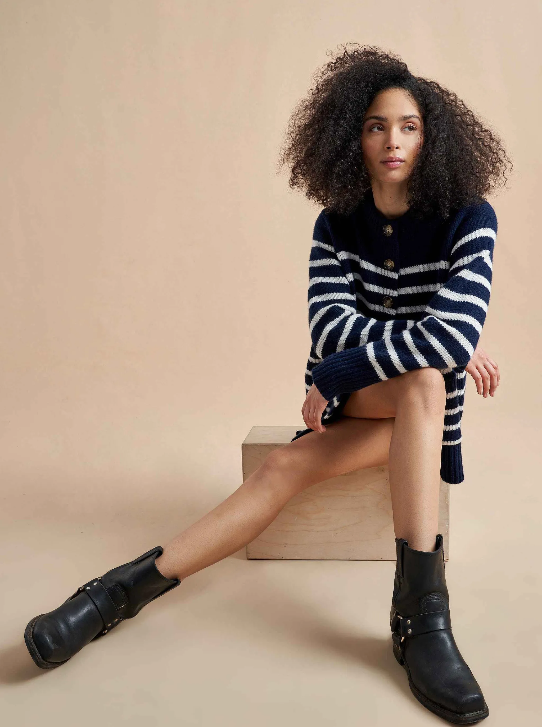 La Ligne Cardigans*Marin Cardigan Navy/Cream