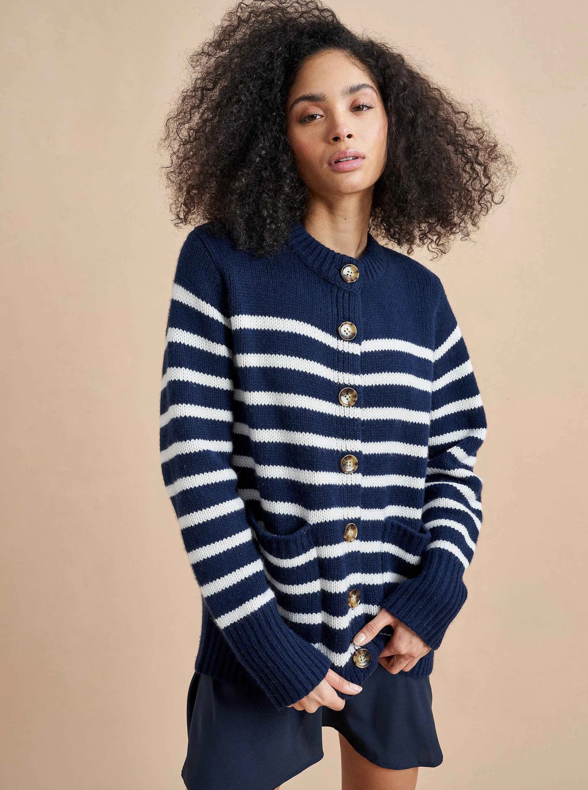 La Ligne Cardigans*Marin Cardigan Navy/Cream