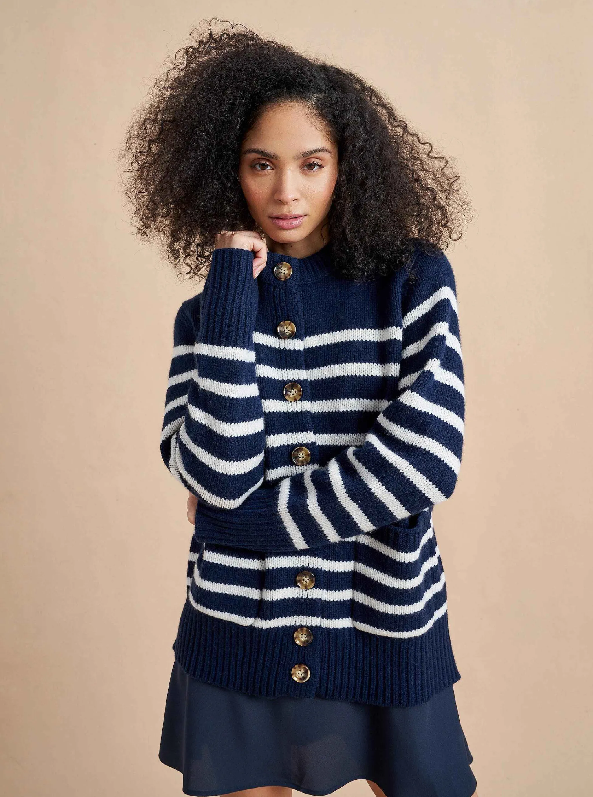 La Ligne Cardigans*Marin Cardigan Navy/Cream