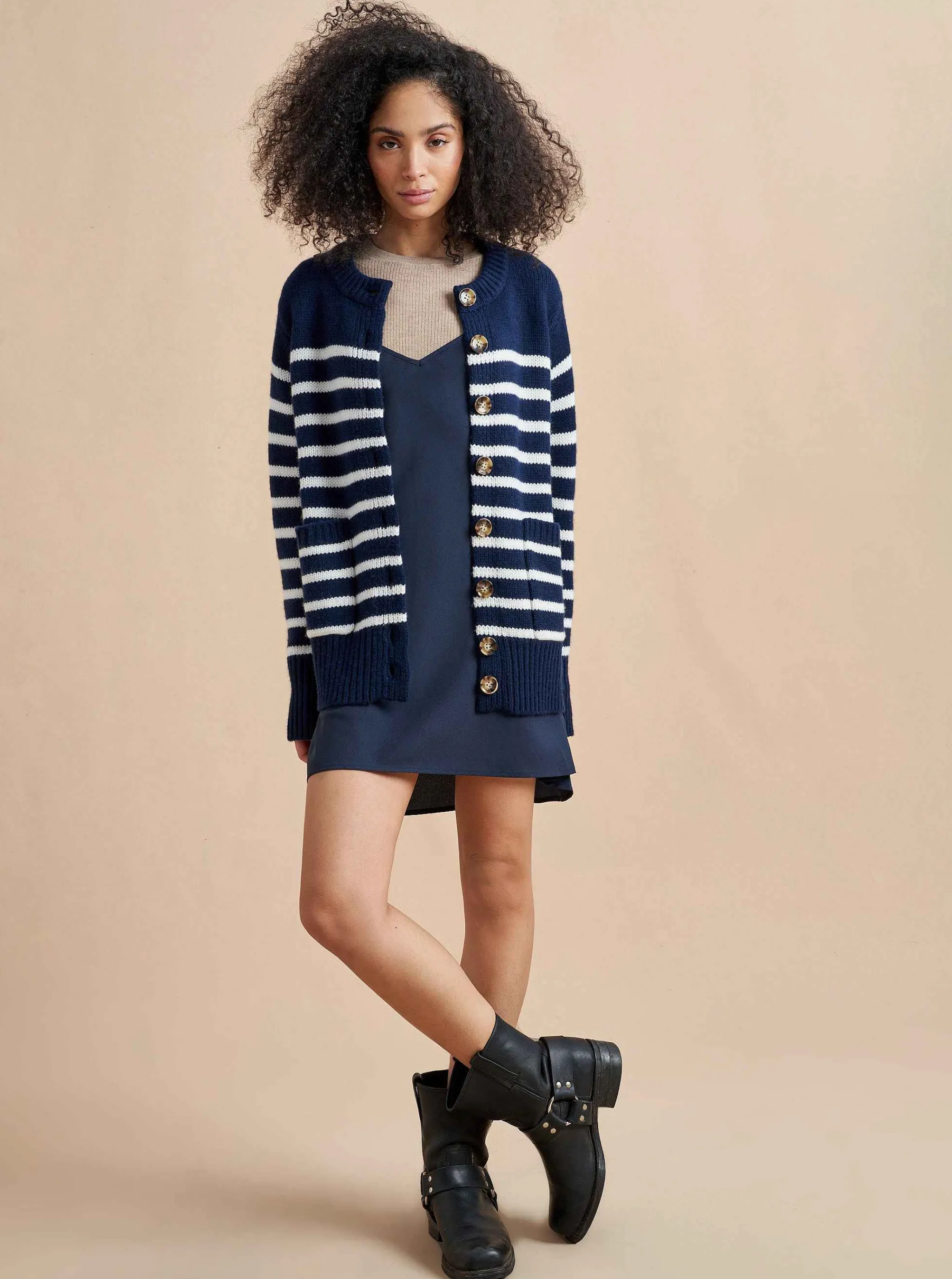La Ligne Cardigans*Marin Cardigan Navy/Cream