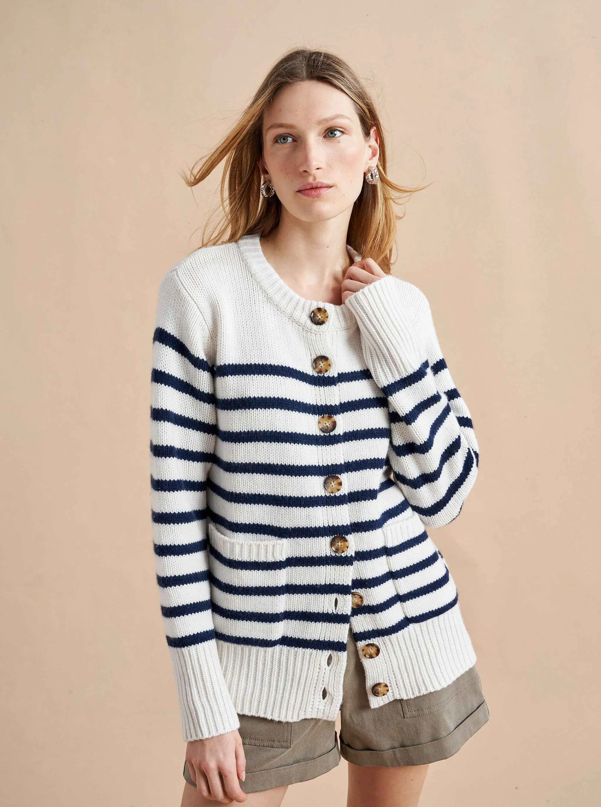 La Ligne Cardigans*Marin Cardigan Cream/Navy