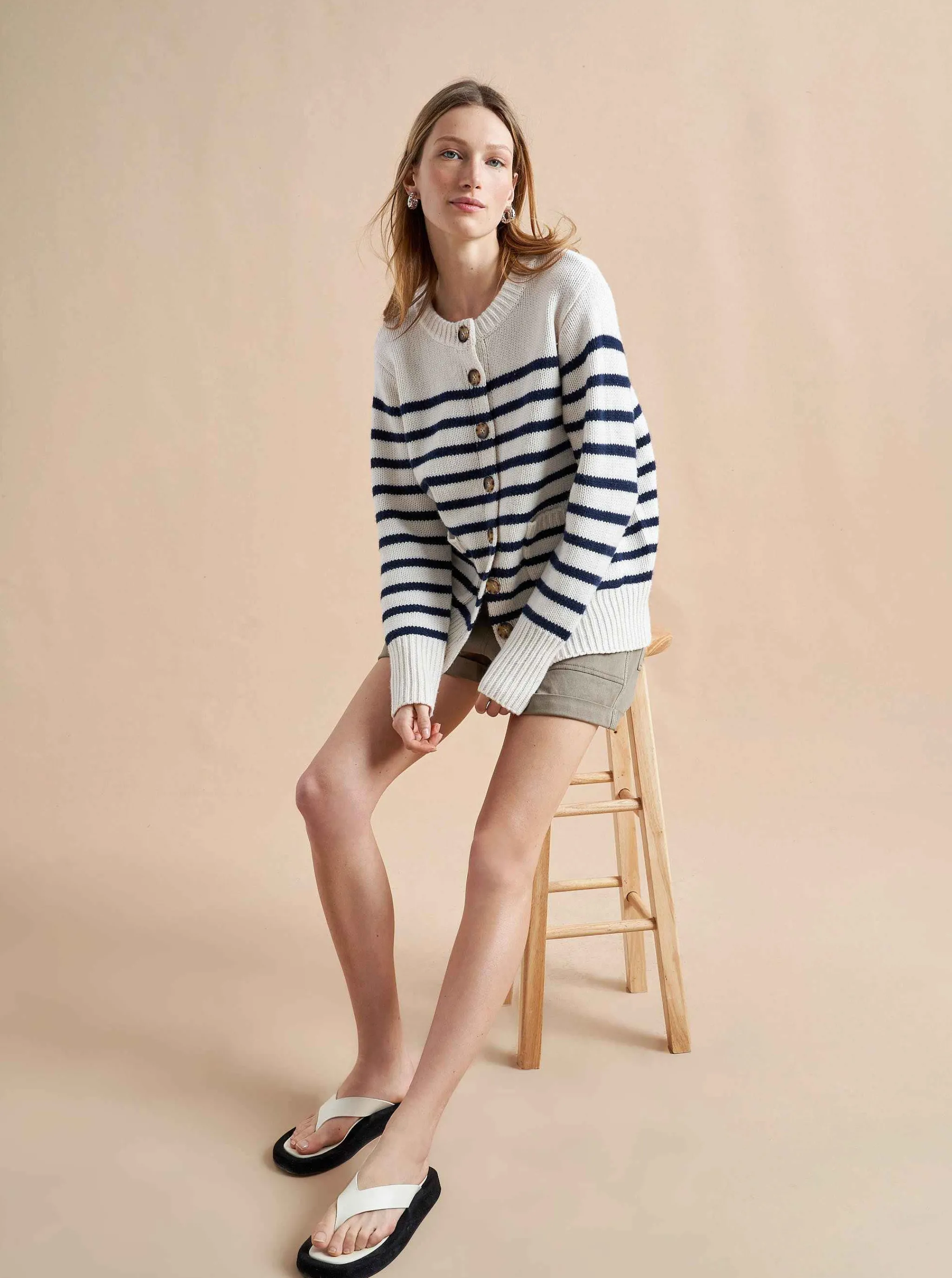 La Ligne Cardigans*Marin Cardigan Cream/Navy