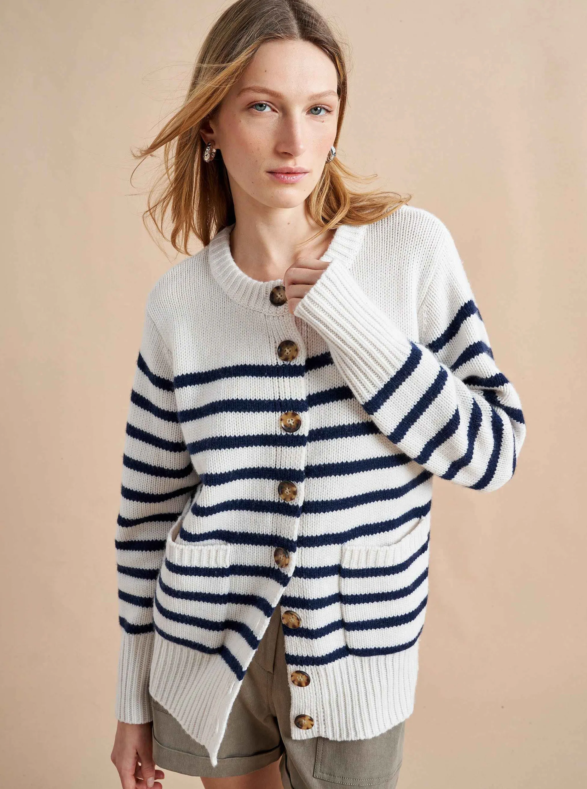 La Ligne Cardigans*Marin Cardigan Cream/Navy