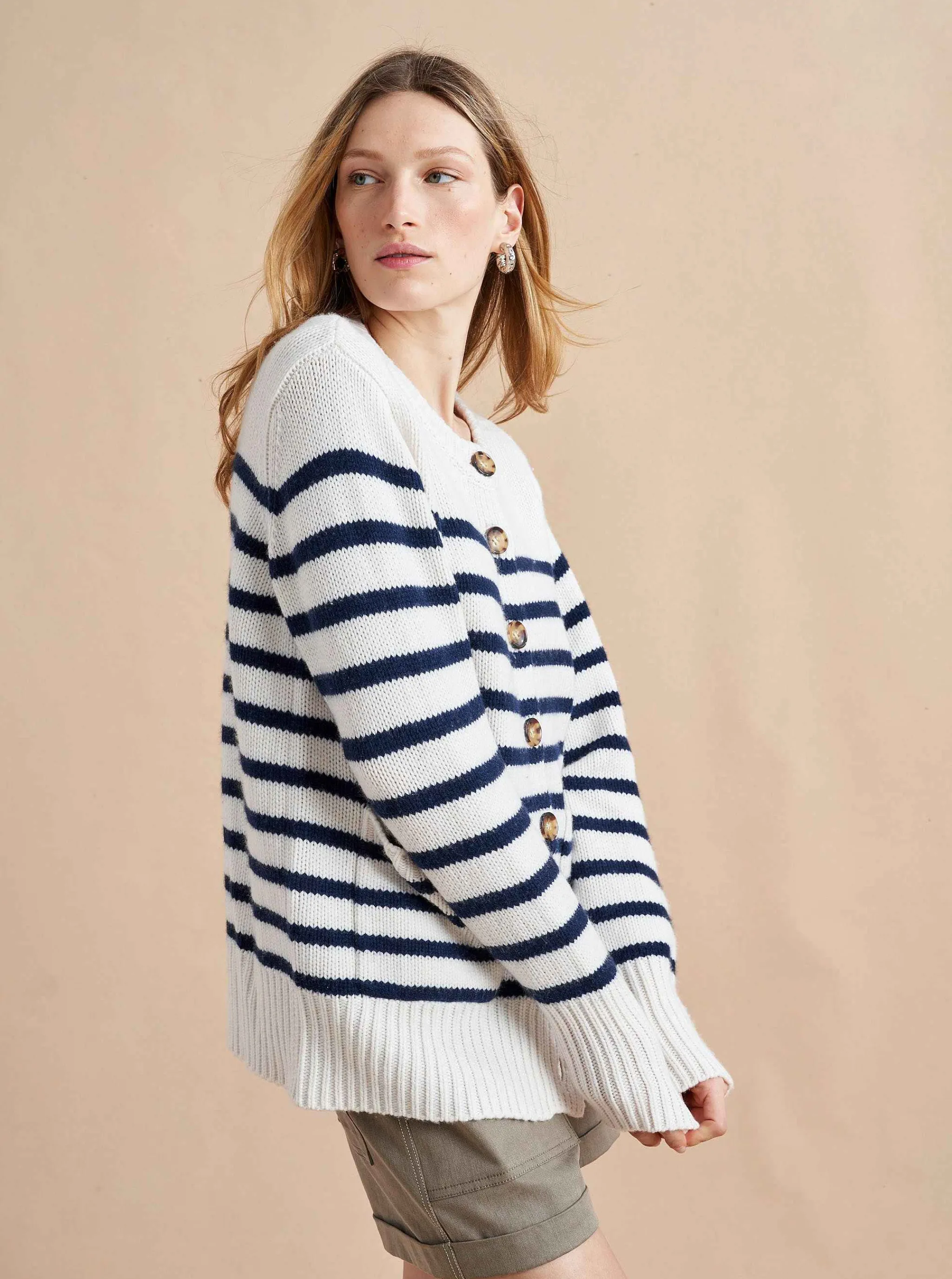 La Ligne Cardigans*Marin Cardigan Cream/Navy