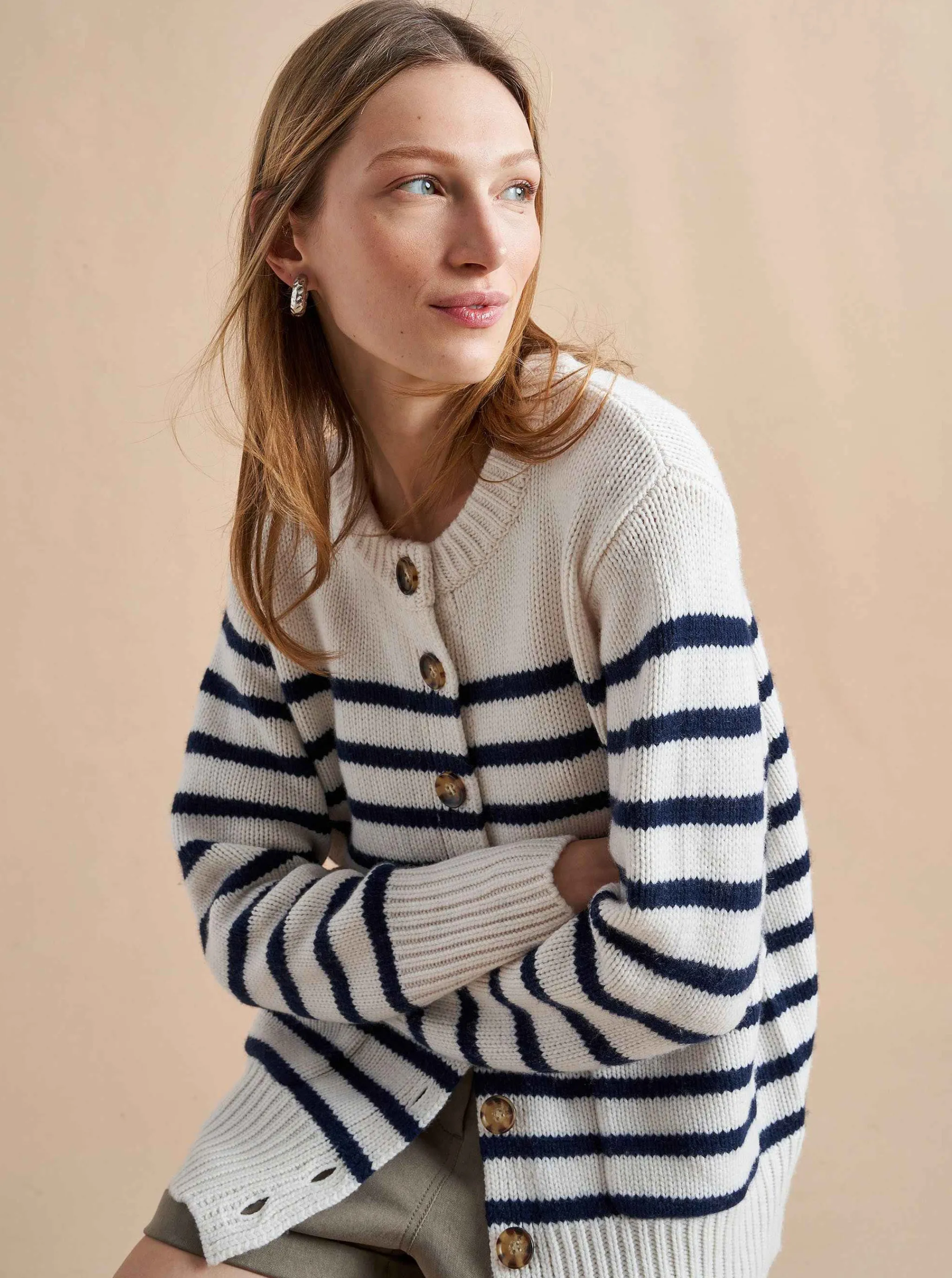 La Ligne Cardigans*Marin Cardigan Cream/Navy