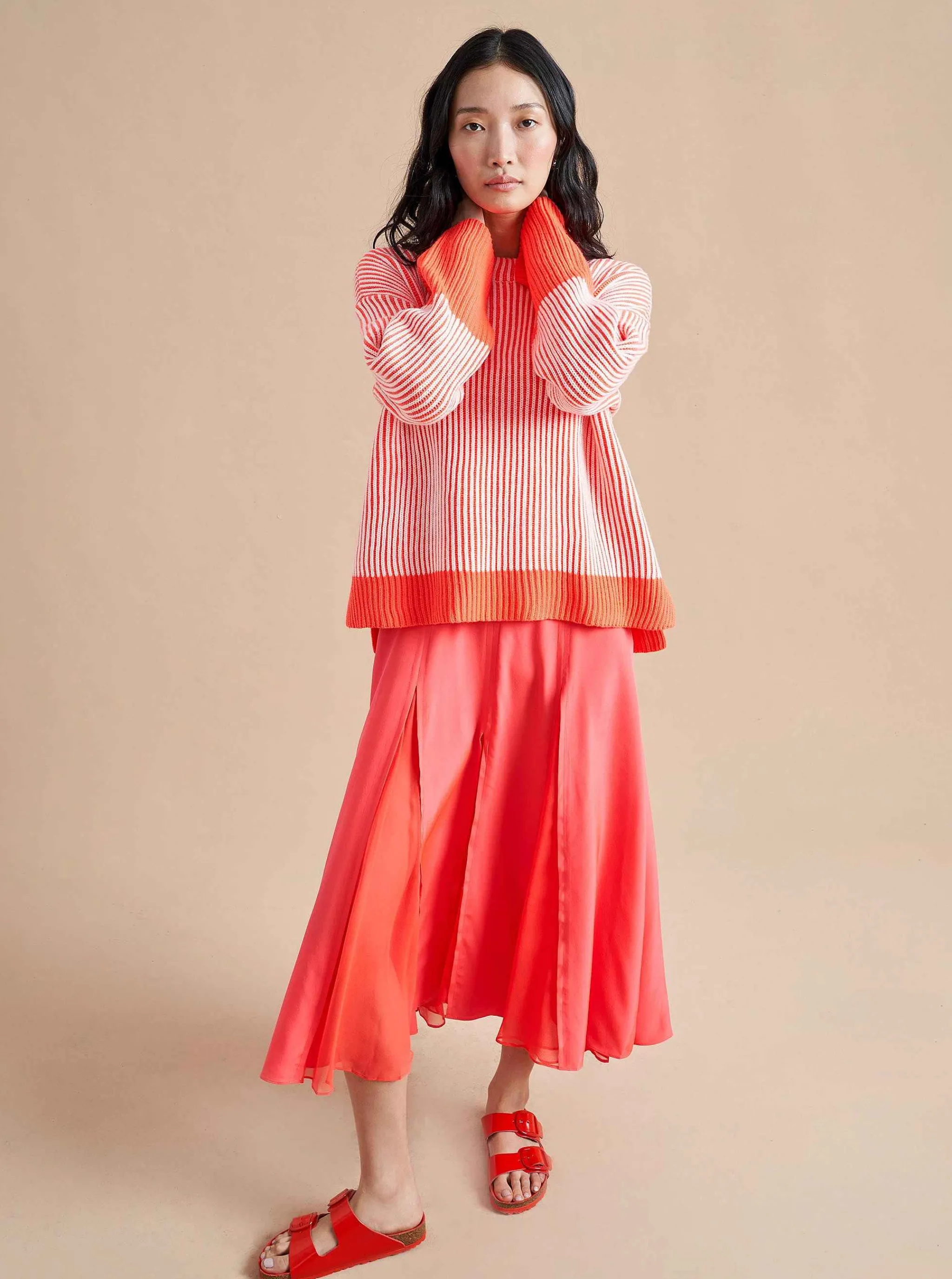 La Ligne Sweaters*Aaa Sweater Cream/Hot Coral