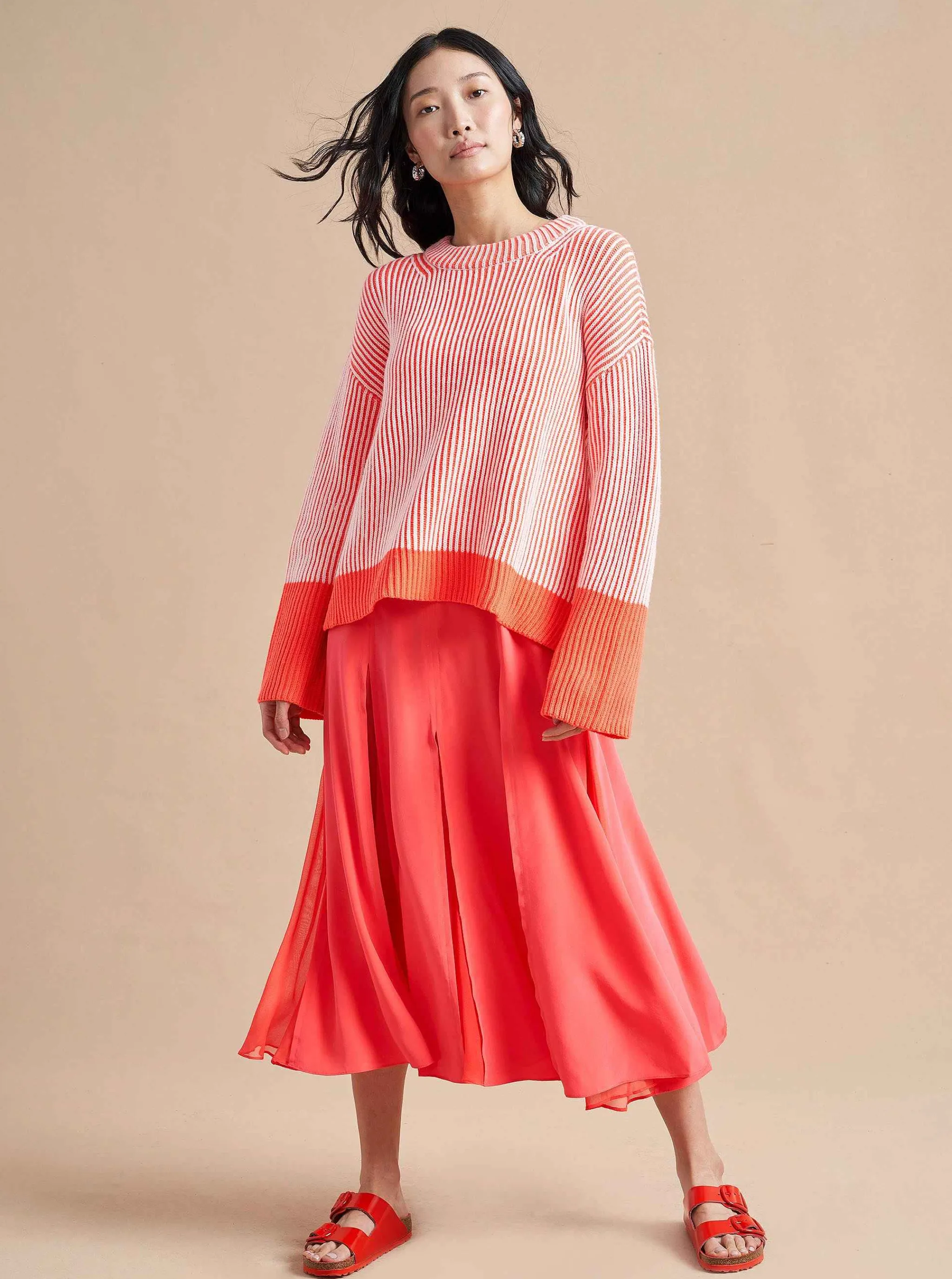 La Ligne Sweaters*Aaa Sweater Cream/Hot Coral