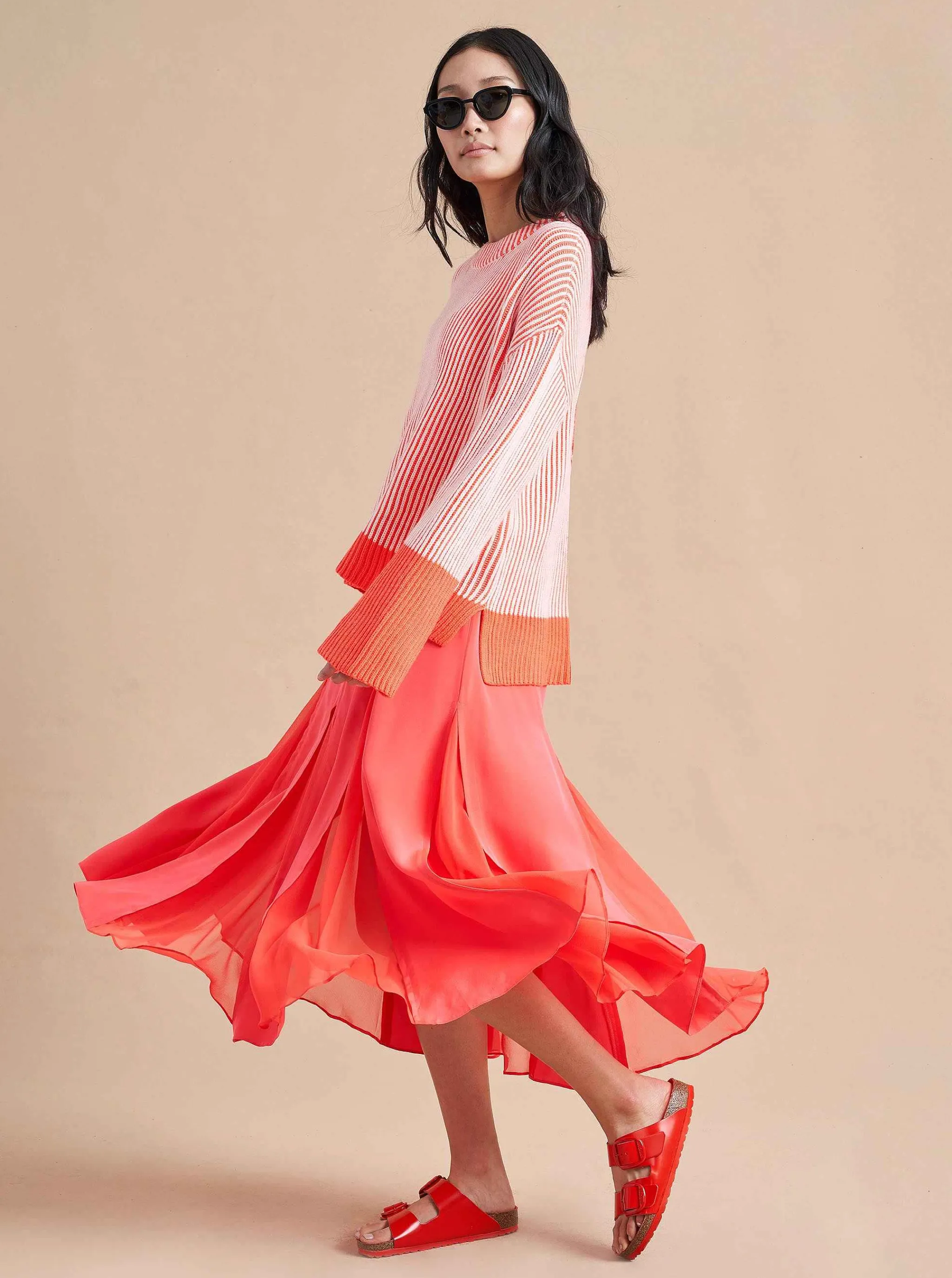 La Ligne Sweaters*Aaa Sweater Cream/Hot Coral