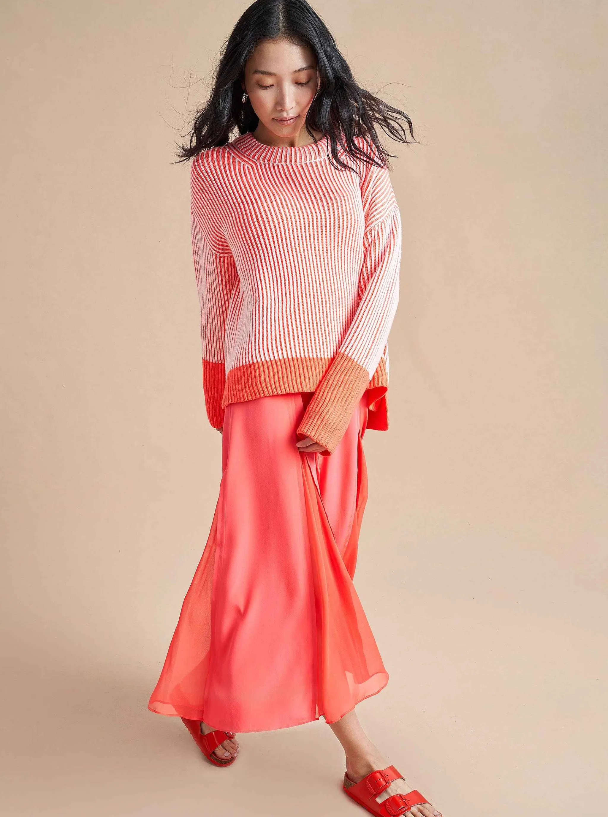 La Ligne Sweaters*Aaa Sweater Cream/Hot Coral