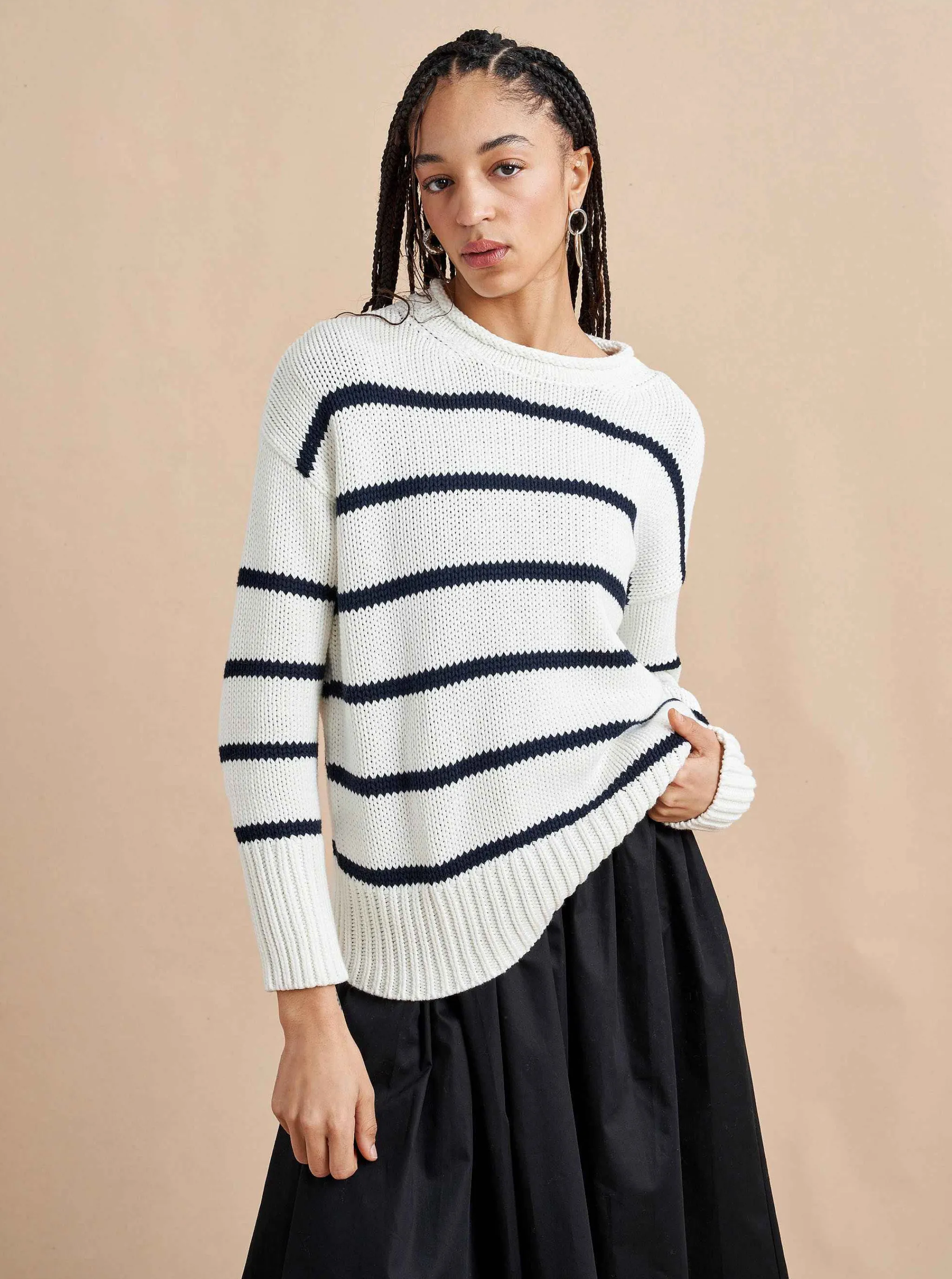 La Ligne Sweaters*Marina Sweater White/Navy
