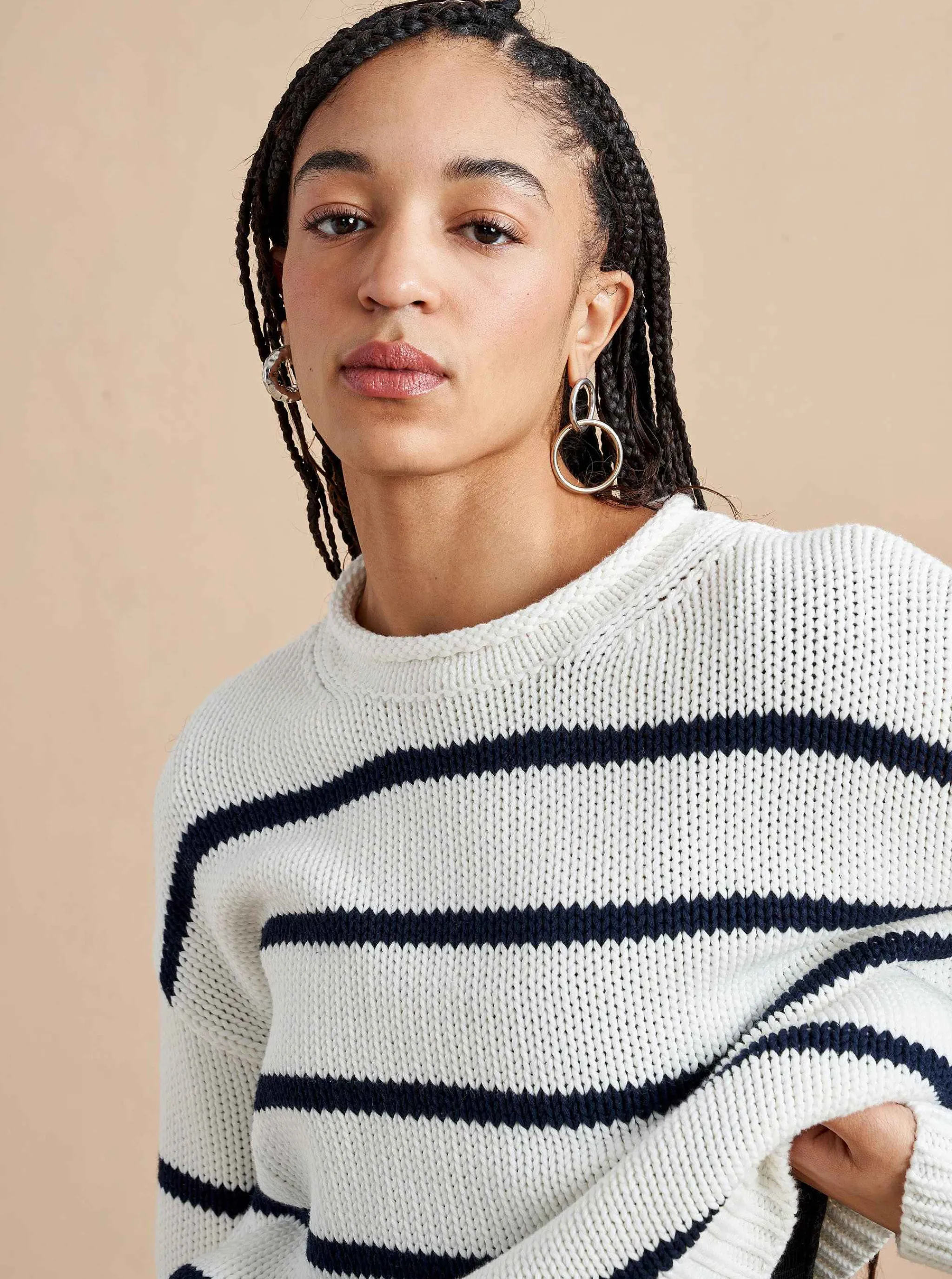 La Ligne Sweaters*Marina Sweater White/Navy