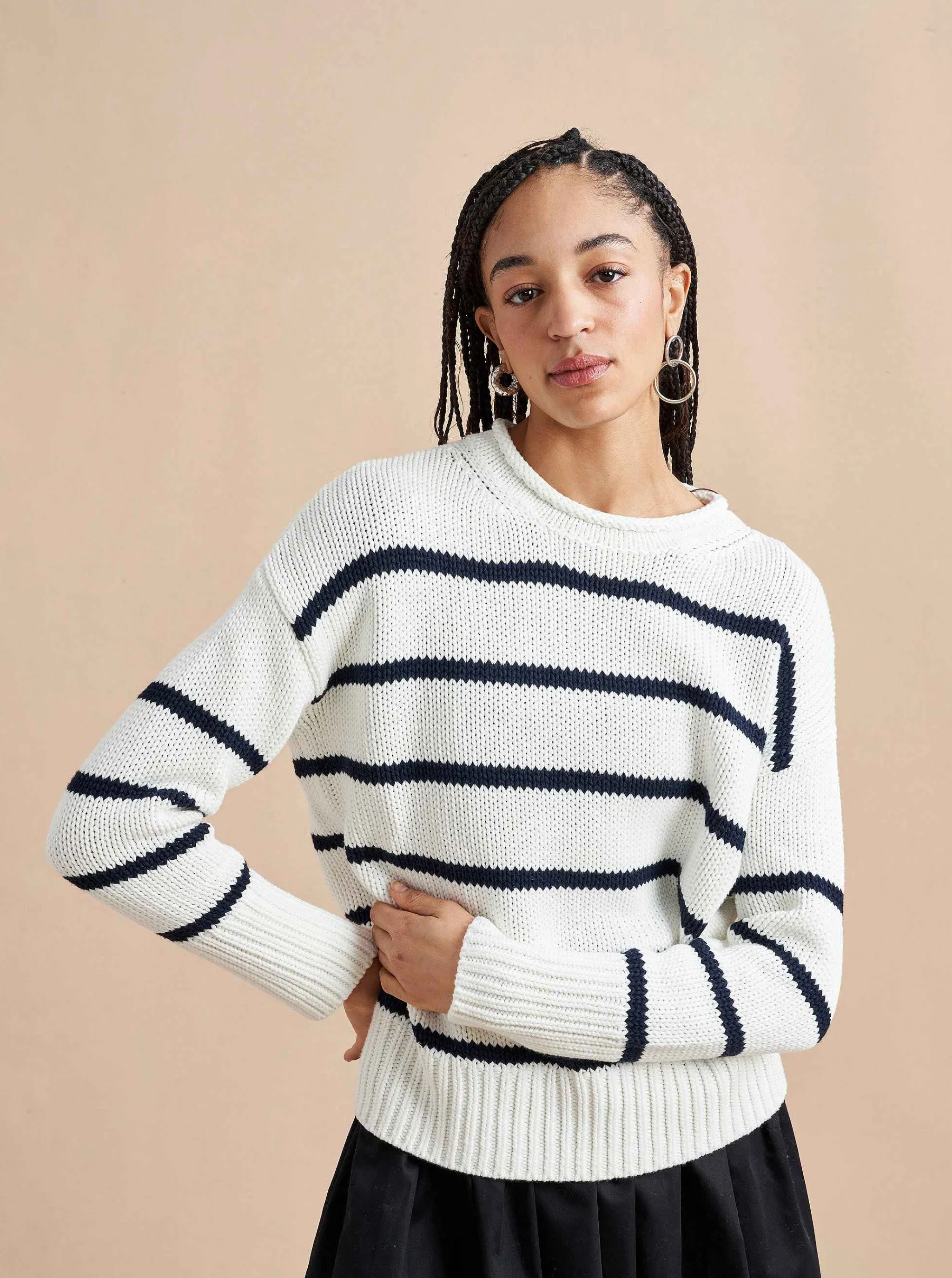 La Ligne Sweaters*Marina Sweater White/Navy