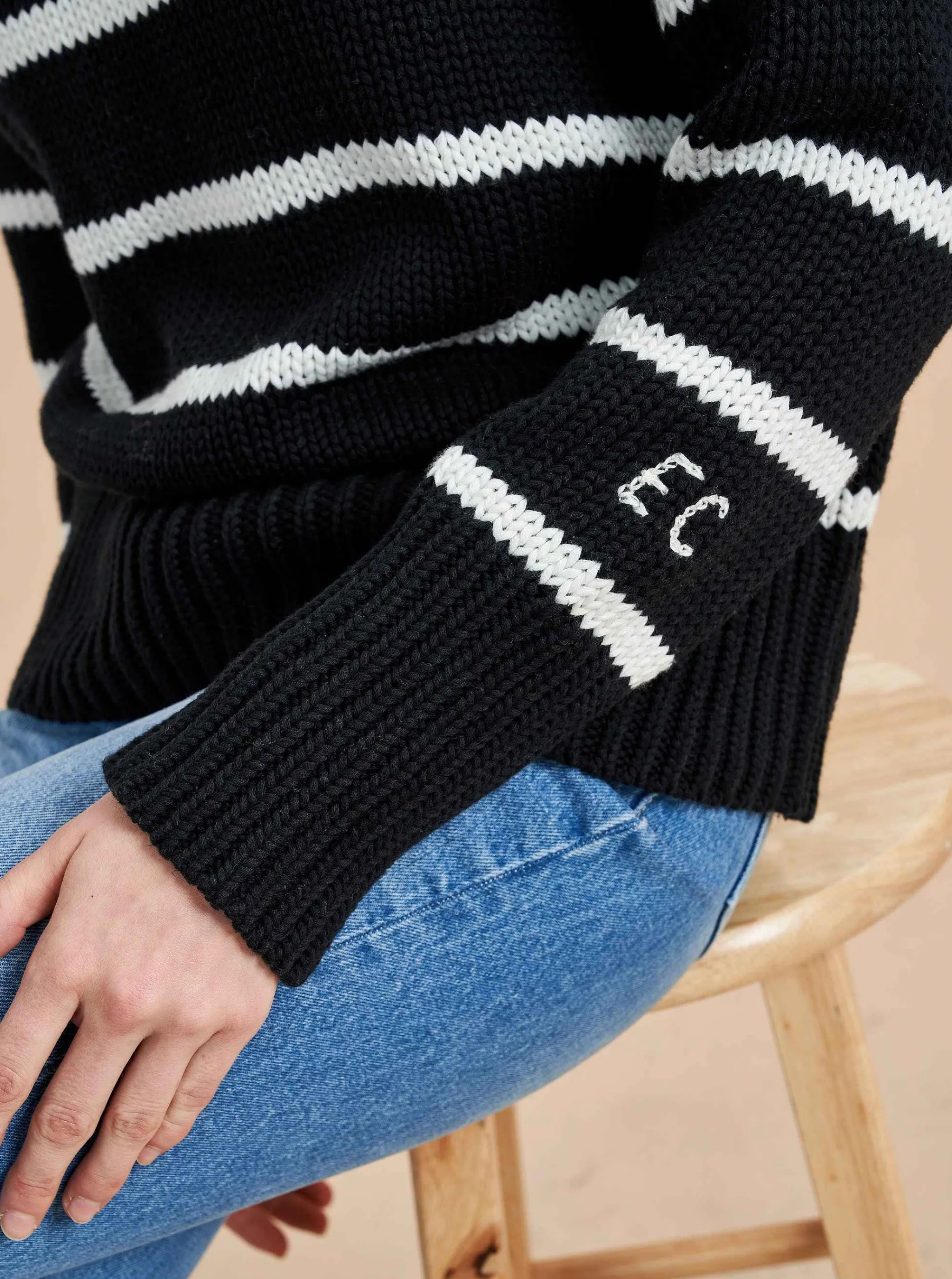 La Ligne Sweaters*Marina Sweater White/Navy