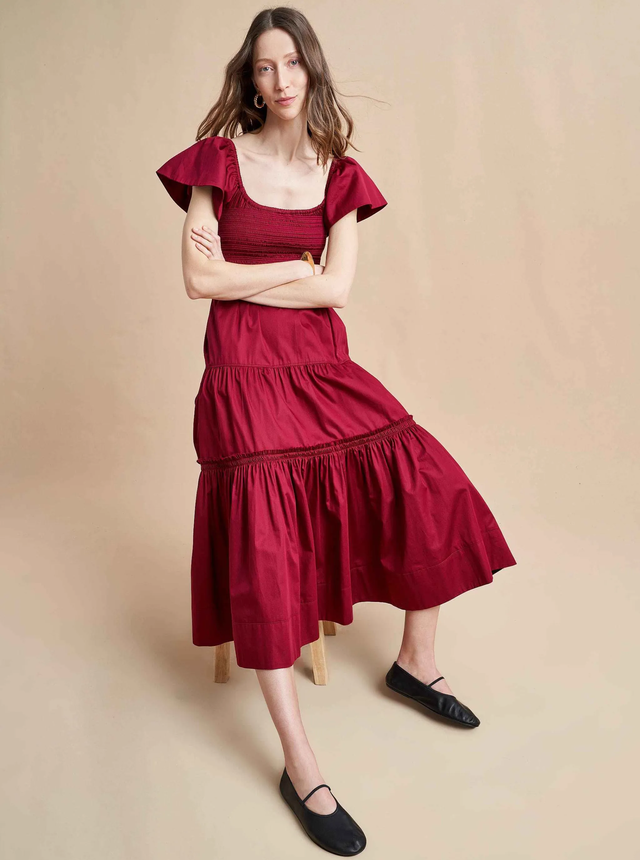 La Ligne Midi Dresses*Lottie Dress Burgundy