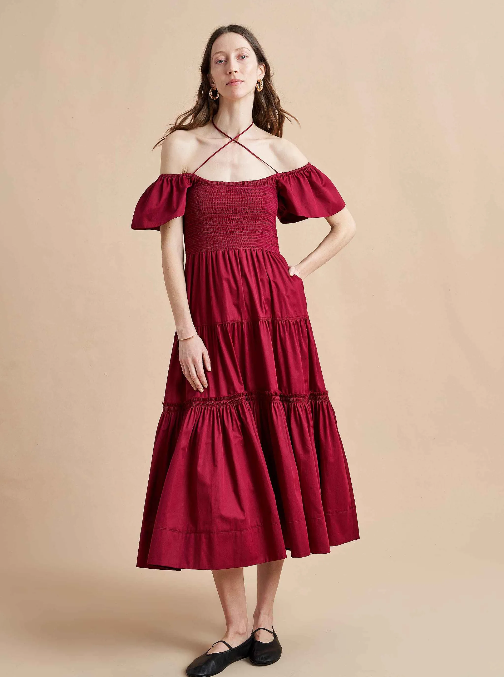 La Ligne Midi Dresses*Lottie Dress Burgundy