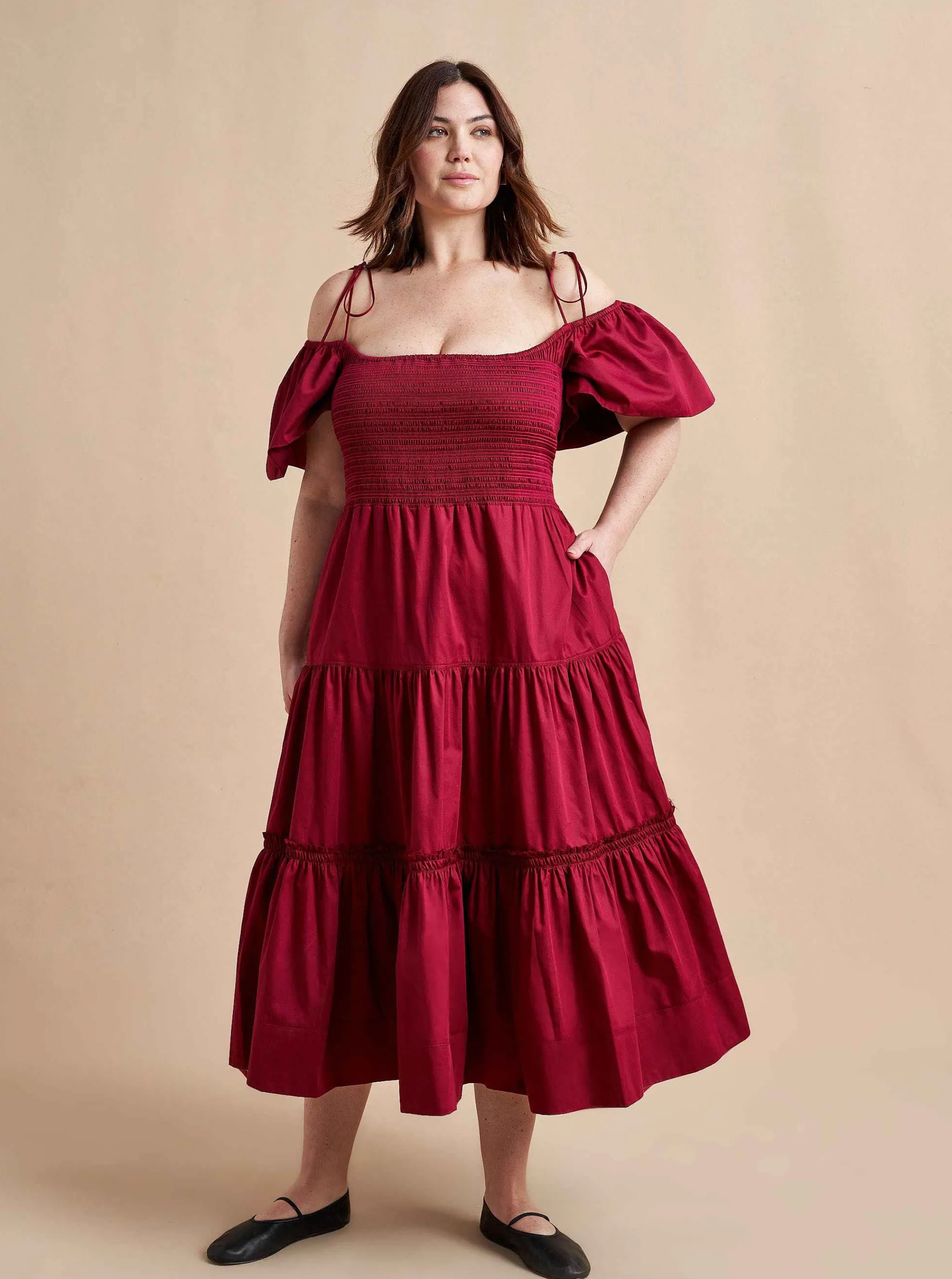 La Ligne Midi Dresses*Lottie Dress Burgundy