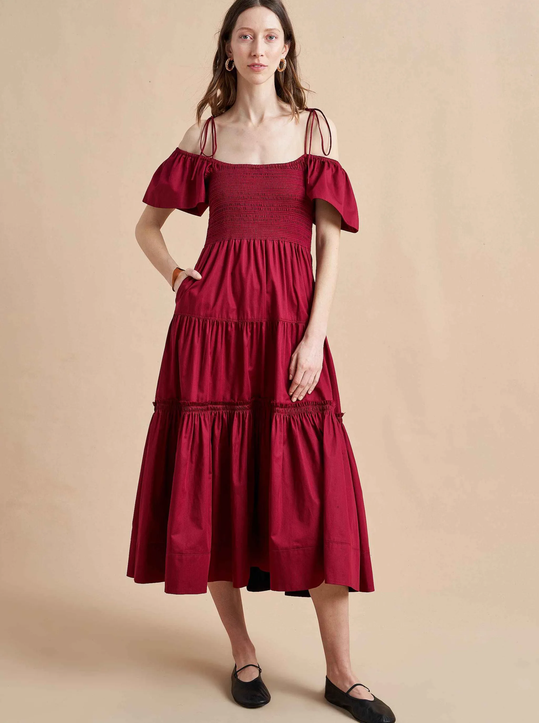 La Ligne Midi Dresses*Lottie Dress Burgundy