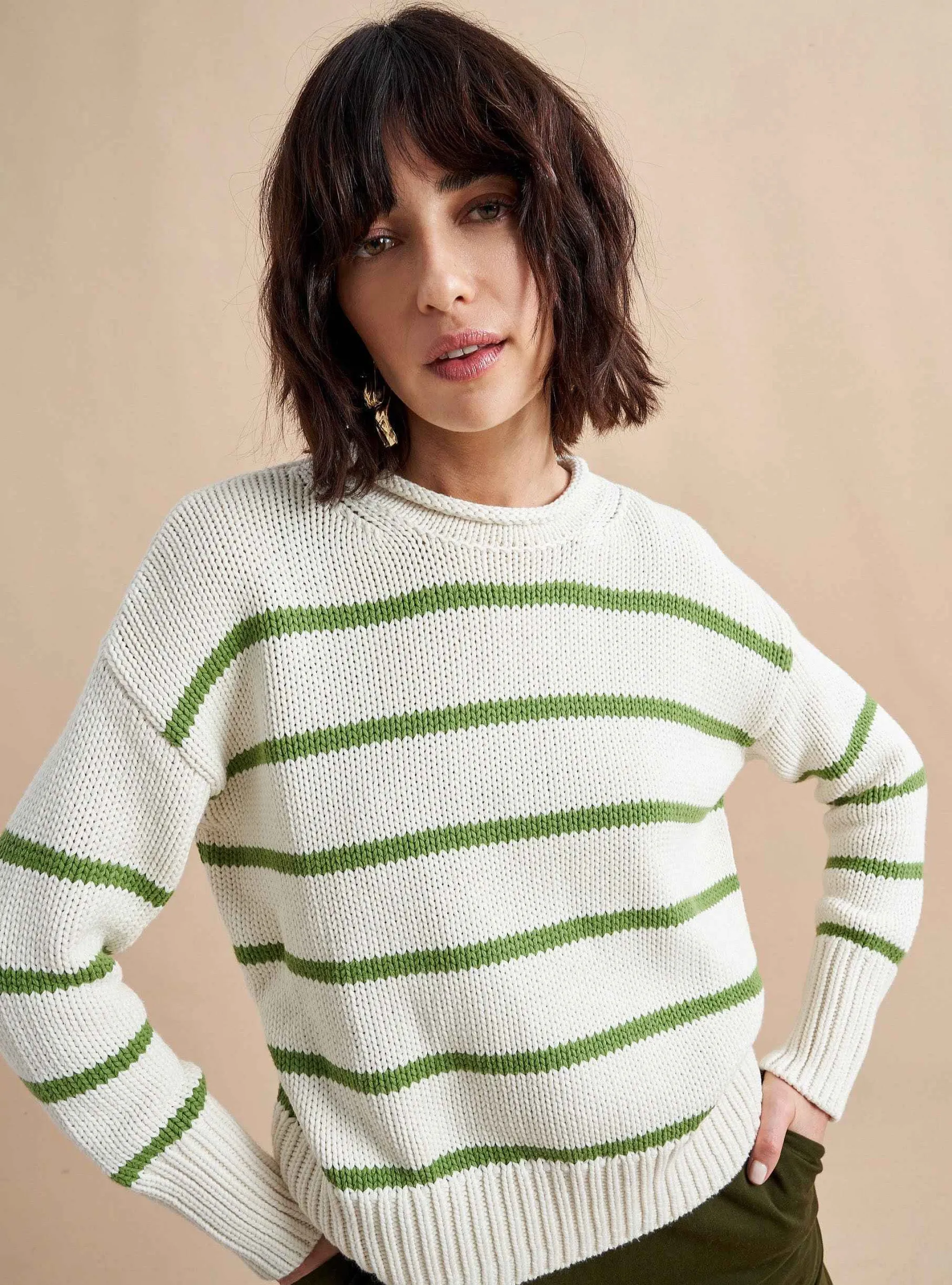 La Ligne Sweaters*Marina Sweater Cream/Palm