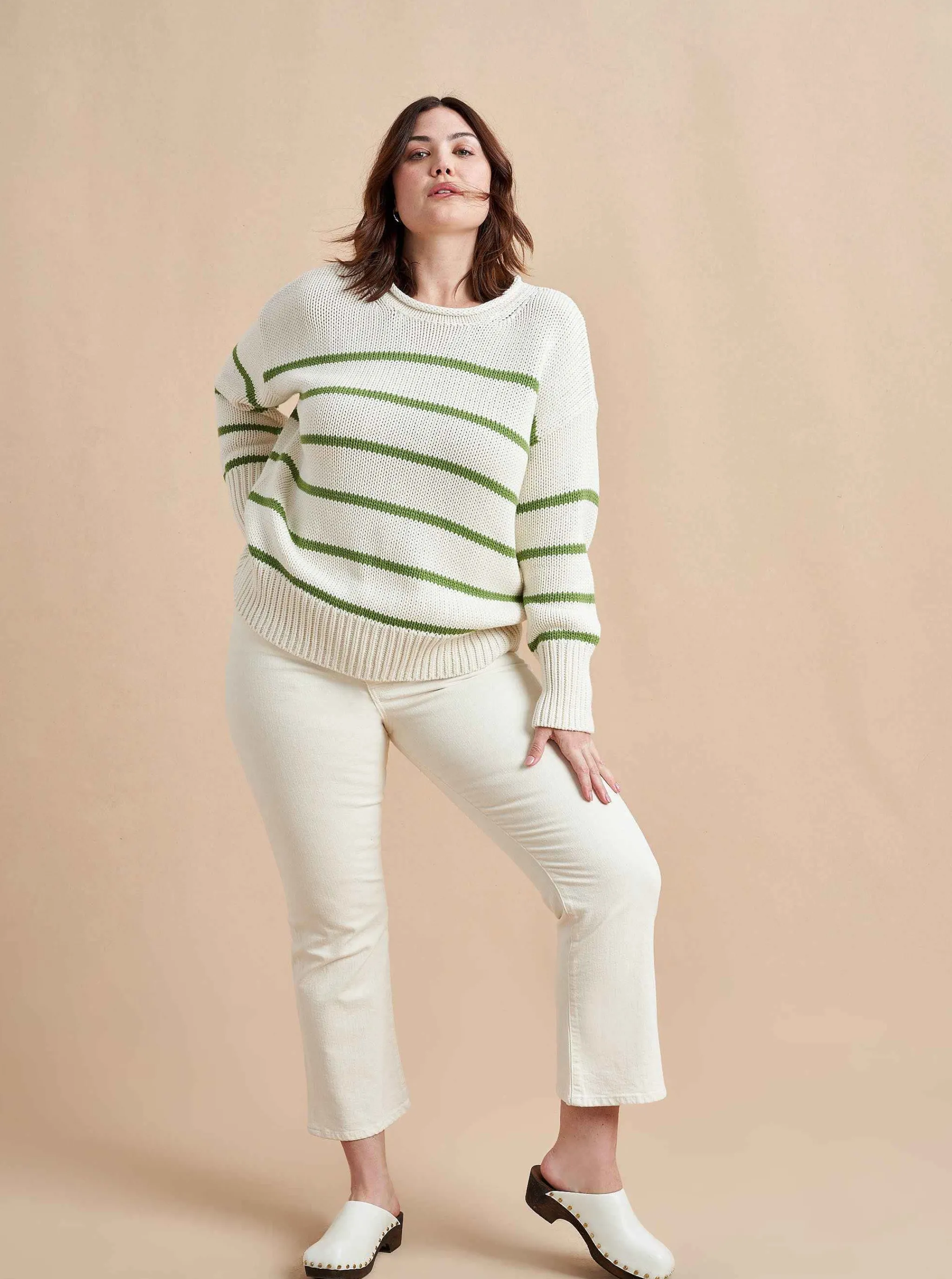 La Ligne Sweaters*Marina Sweater Cream/Palm