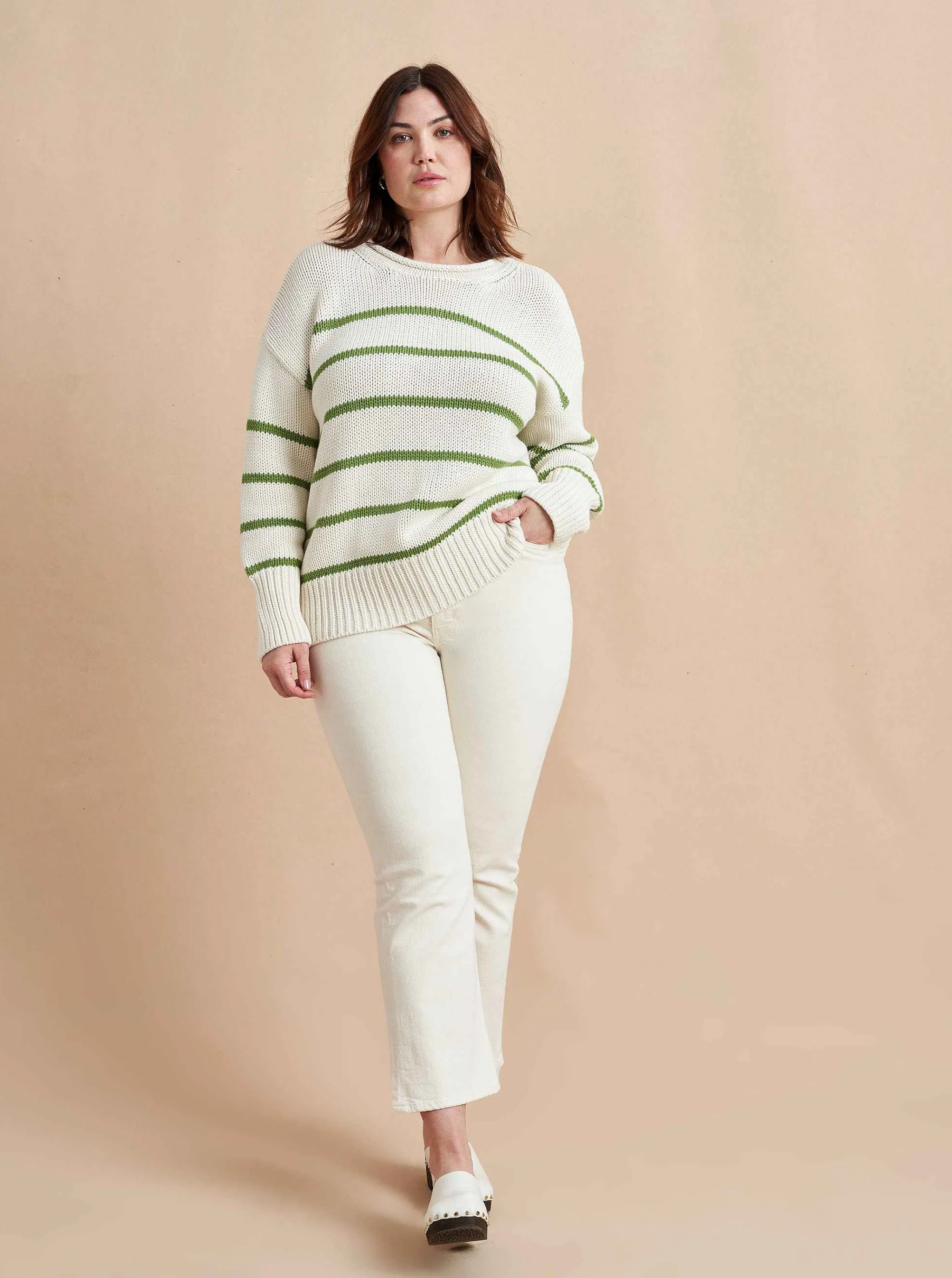 La Ligne Sweaters*Marina Sweater Cream/Palm