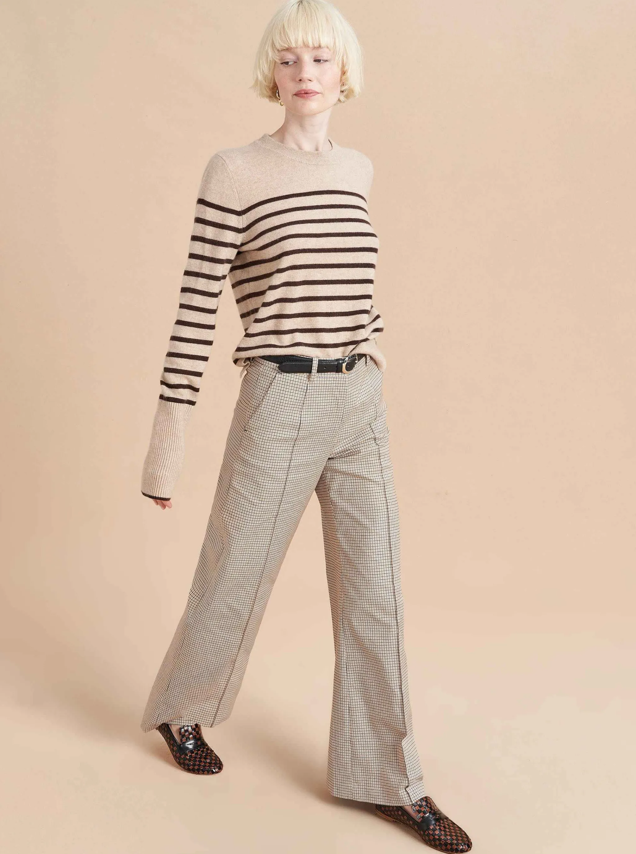 La Ligne Sweaters*Lean Lines Sweater Tan/Chocolate