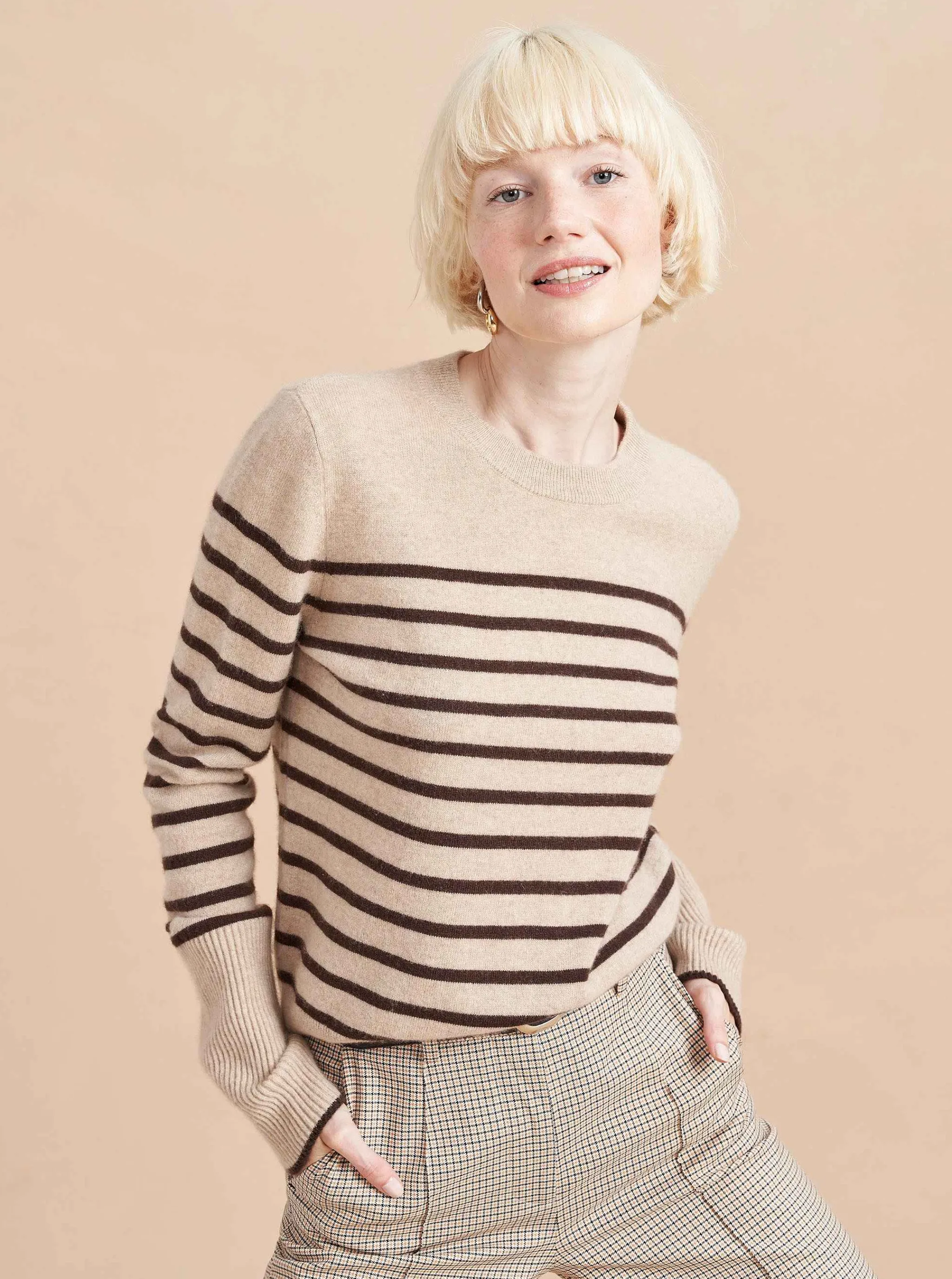 La Ligne Sweaters*Lean Lines Sweater Tan/Chocolate