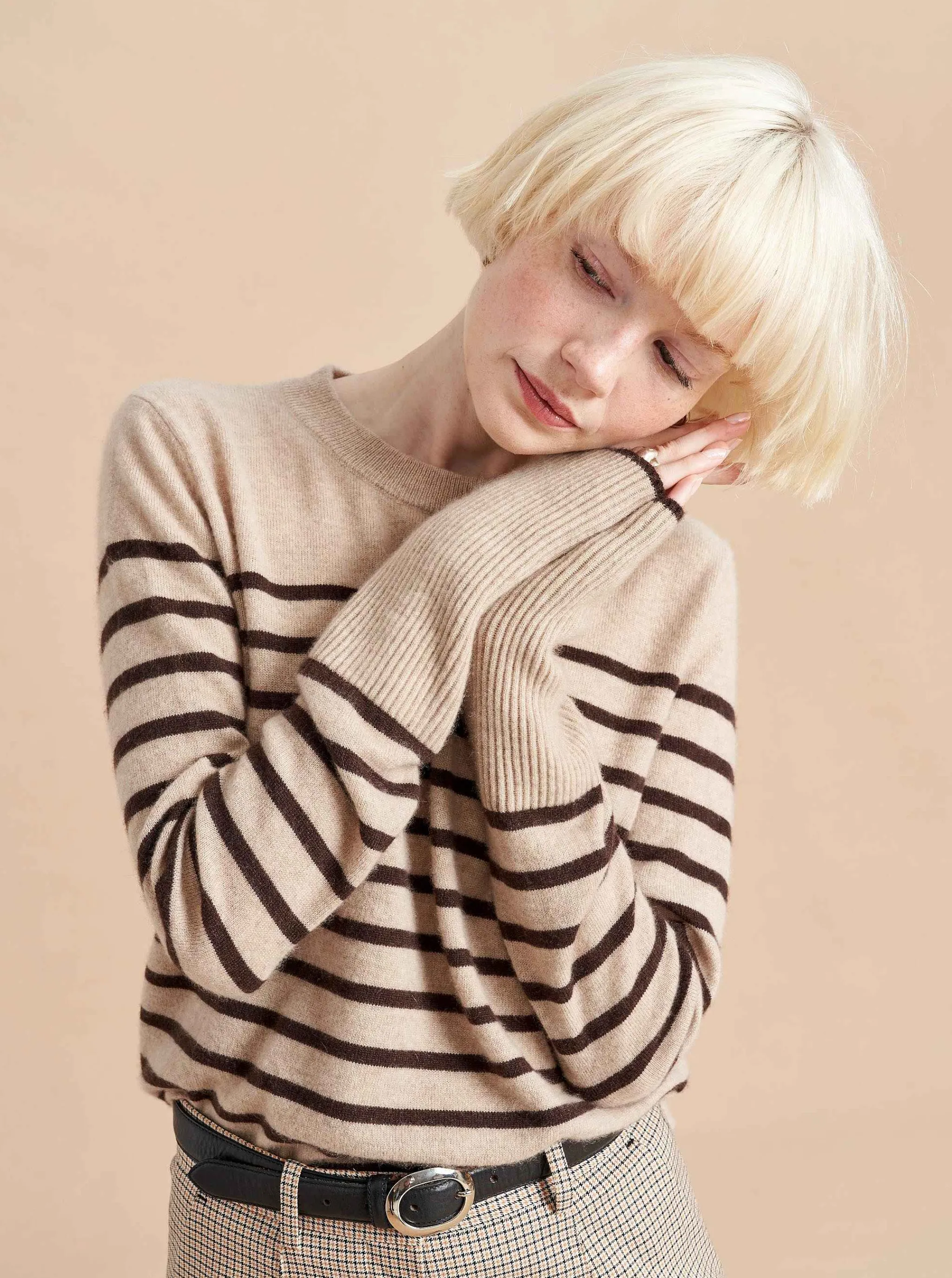La Ligne Sweaters*Lean Lines Sweater Tan/Chocolate