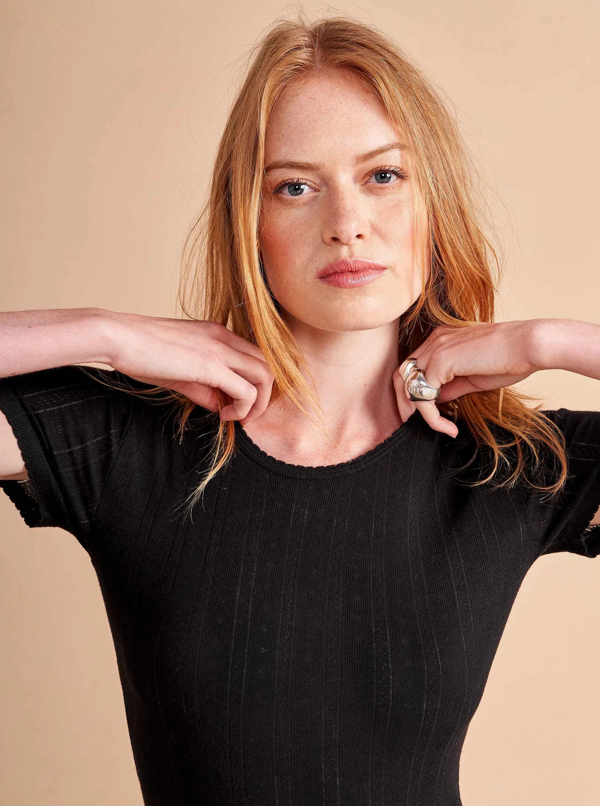 La Ligne Tees*Pointelle Tee Black