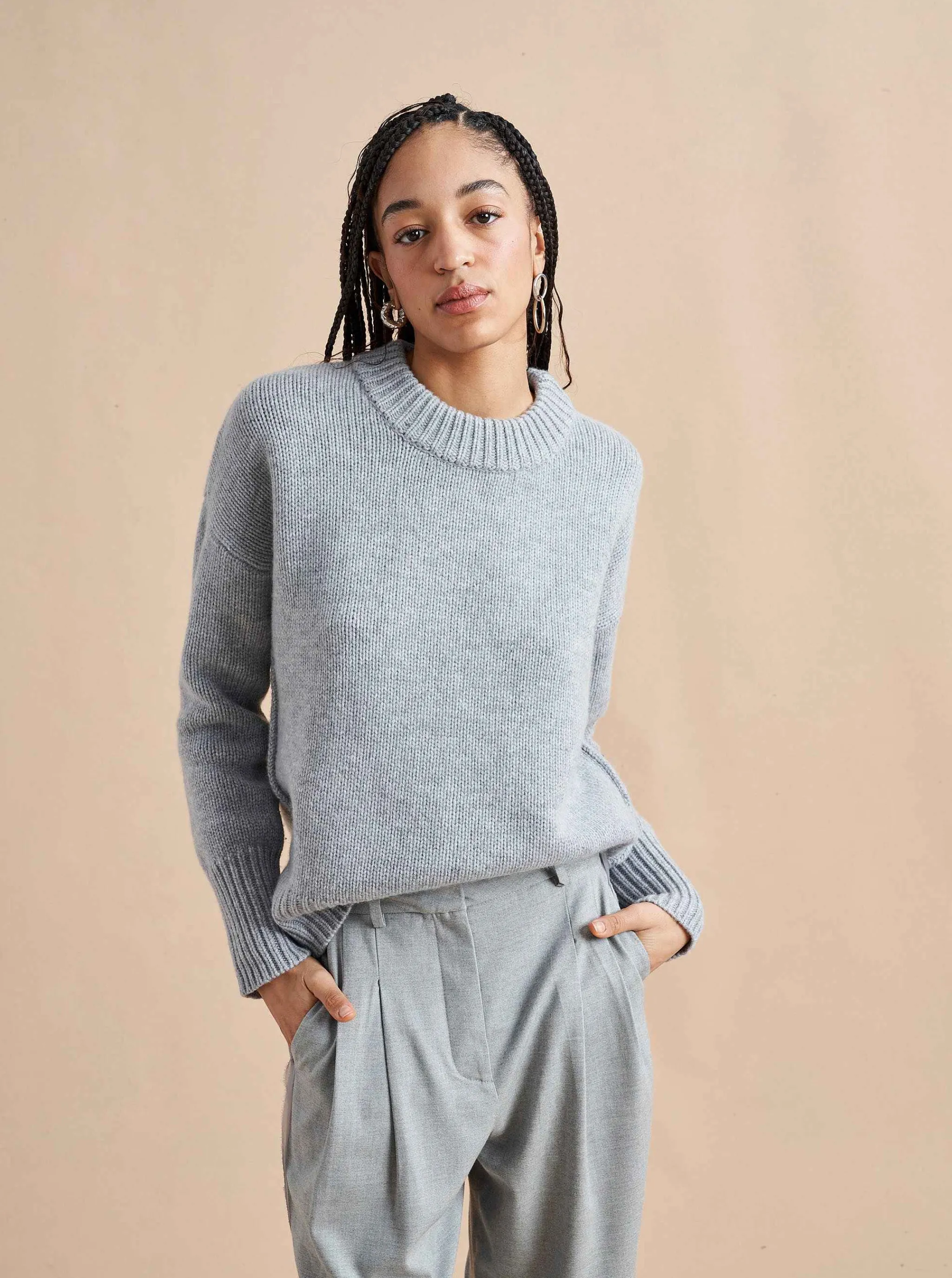 La Ligne Sweaters*Solid Marin Sweater Grey
