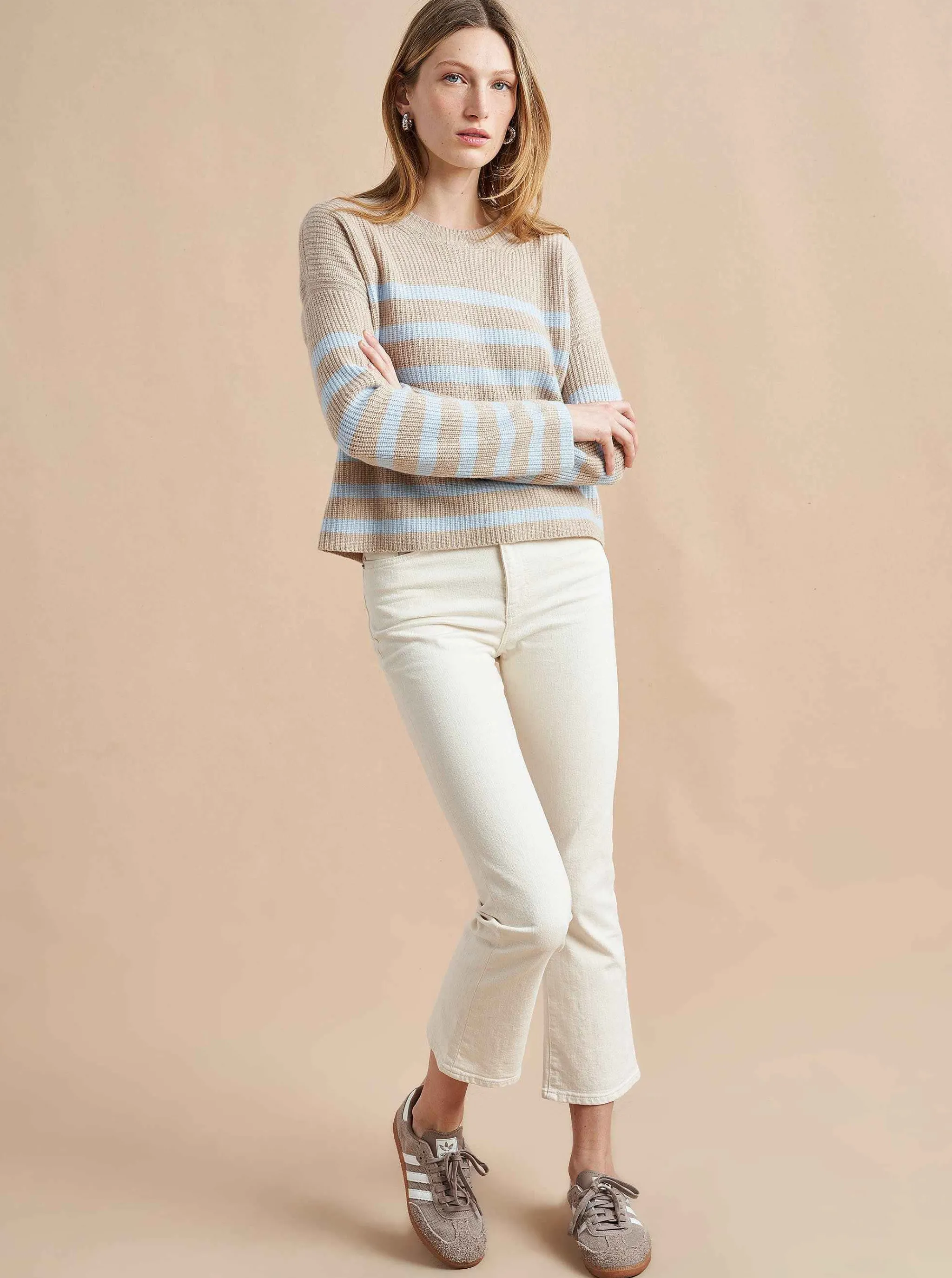 La Ligne Sweaters*Mini Striped Toujours Sweater Tan/Periwinkle