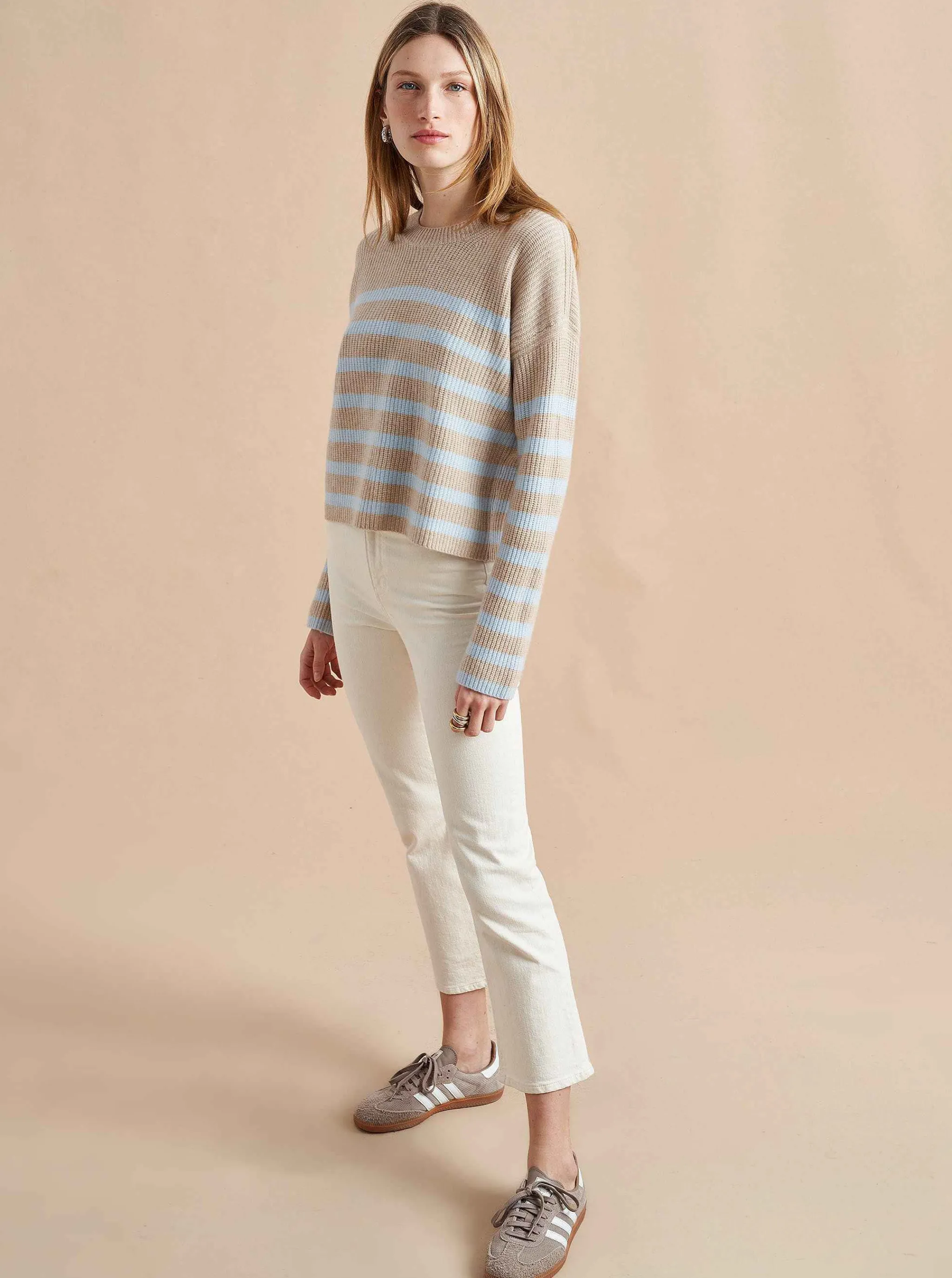 La Ligne Sweaters*Mini Striped Toujours Sweater Tan/Periwinkle