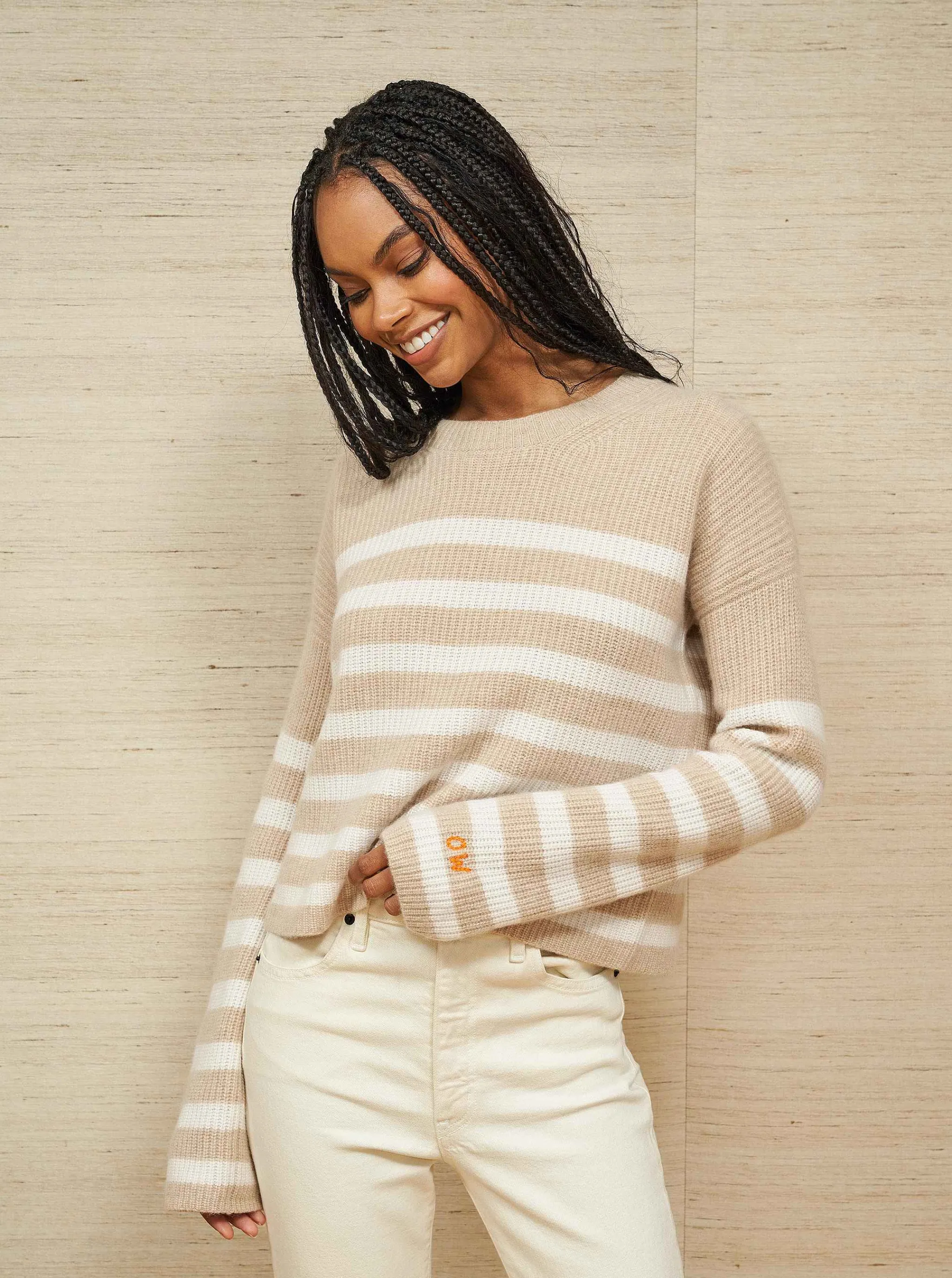 La Ligne Sweaters*Mini Striped Toujours Sweater Tan/Periwinkle