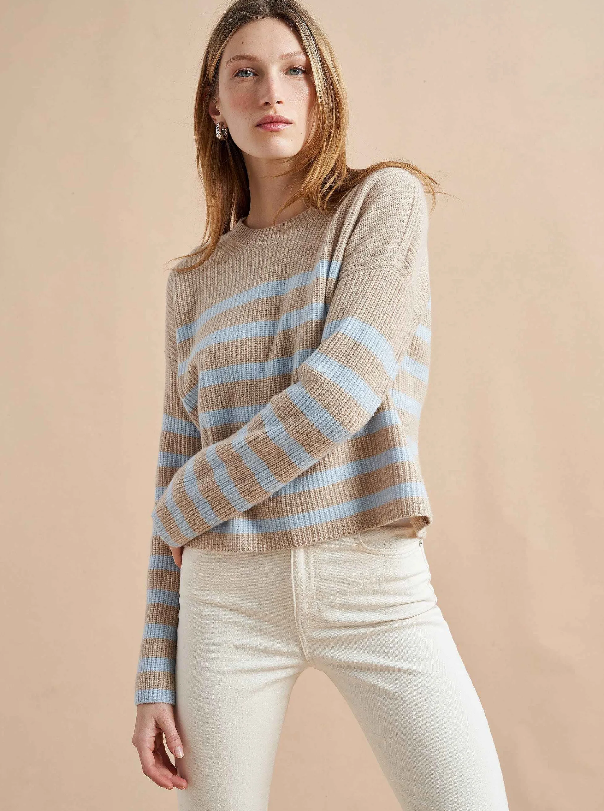 La Ligne Sweaters*Mini Striped Toujours Sweater Tan/Periwinkle