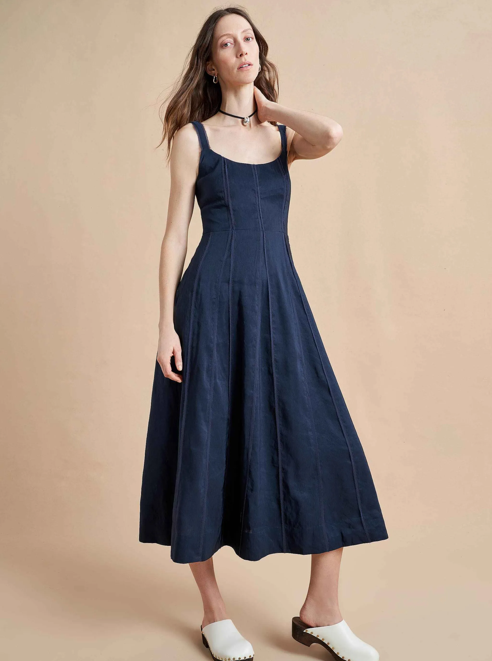 La Ligne Midi Dresses*Georgia Dress Navy