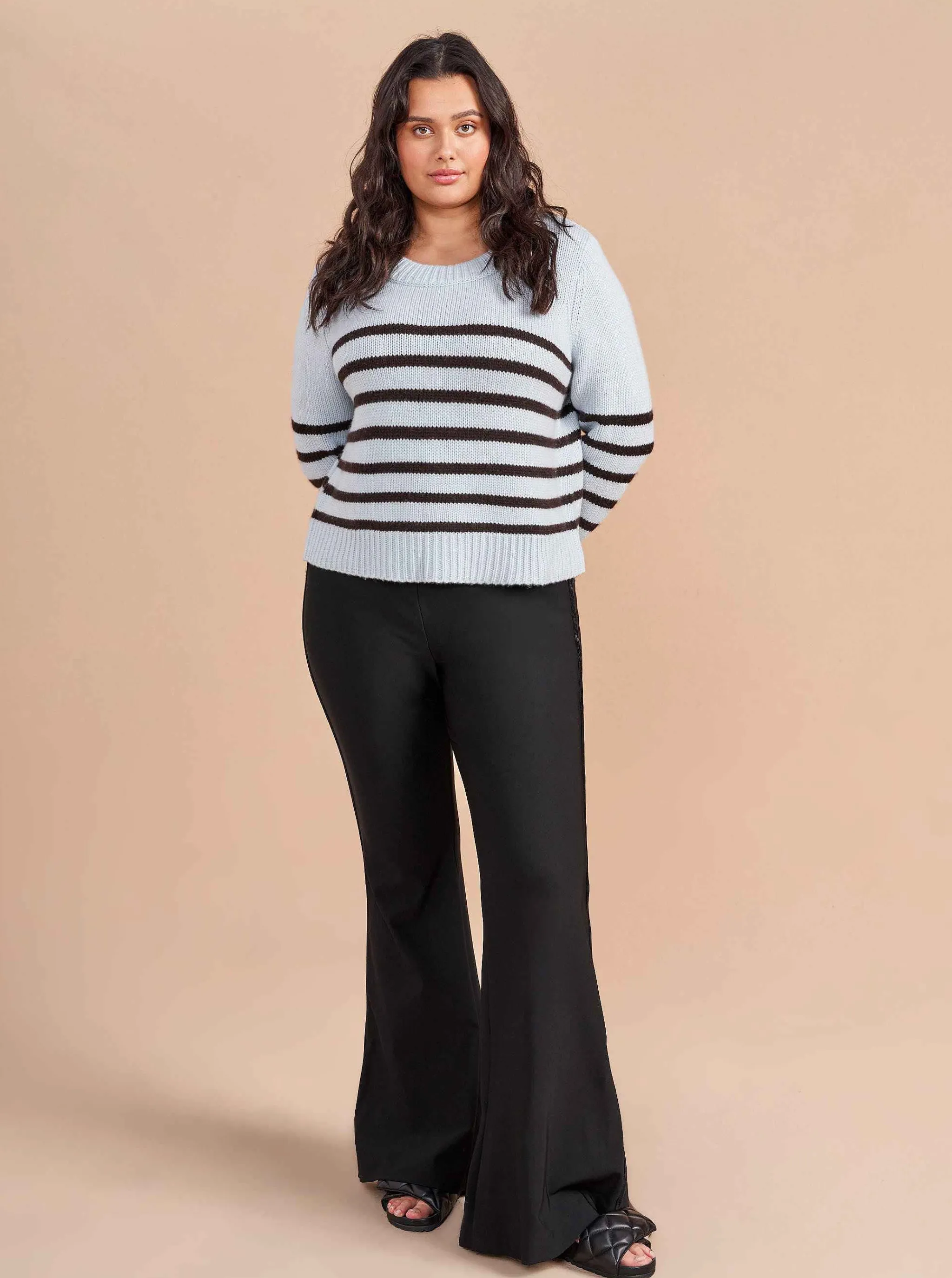 La Ligne Sweaters*Mini Marin Sweater Pale-Blue/Chocolate