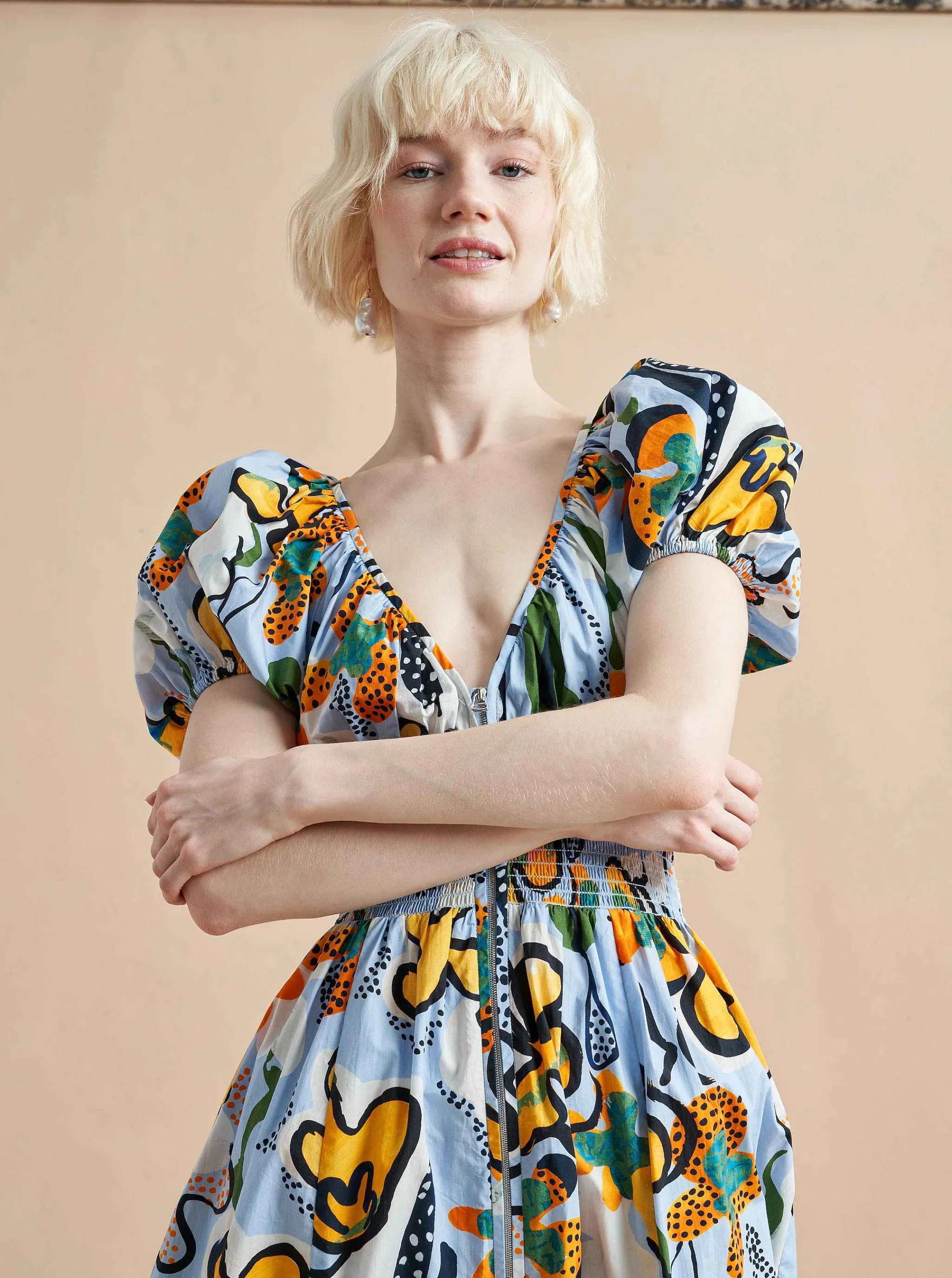 La Ligne Midi Dresses*Celina Dress Cornflower/Floral