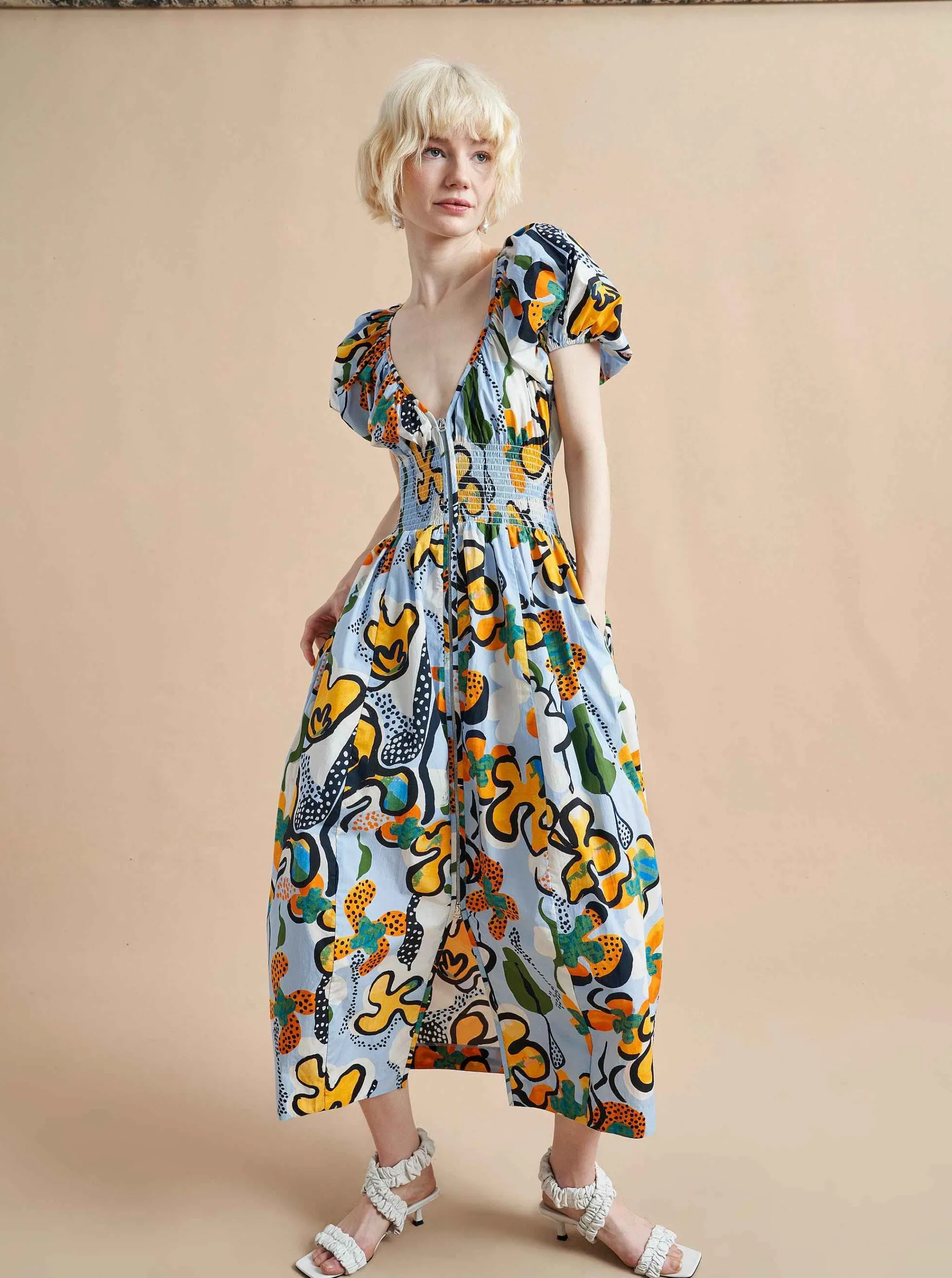 La Ligne Midi Dresses*Celina Dress Cornflower/Floral