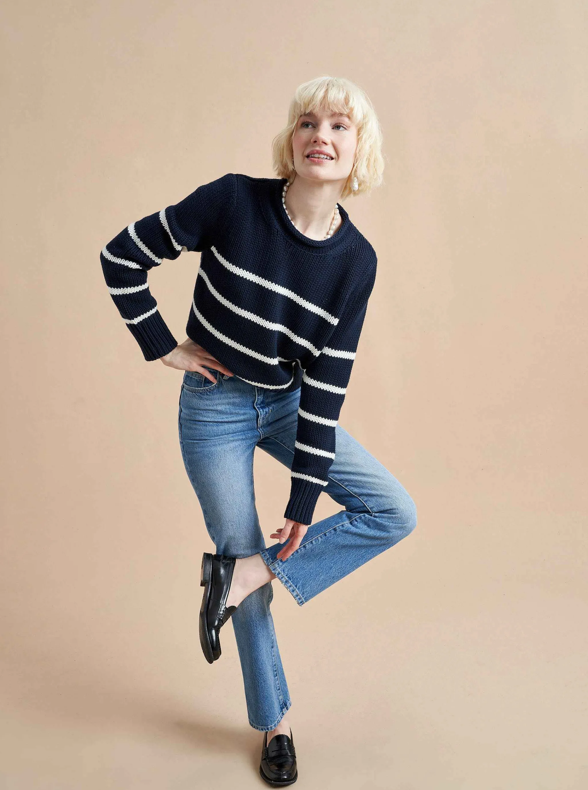 La Ligne Sweaters*Mini Marina Sweater Navy/Ivory