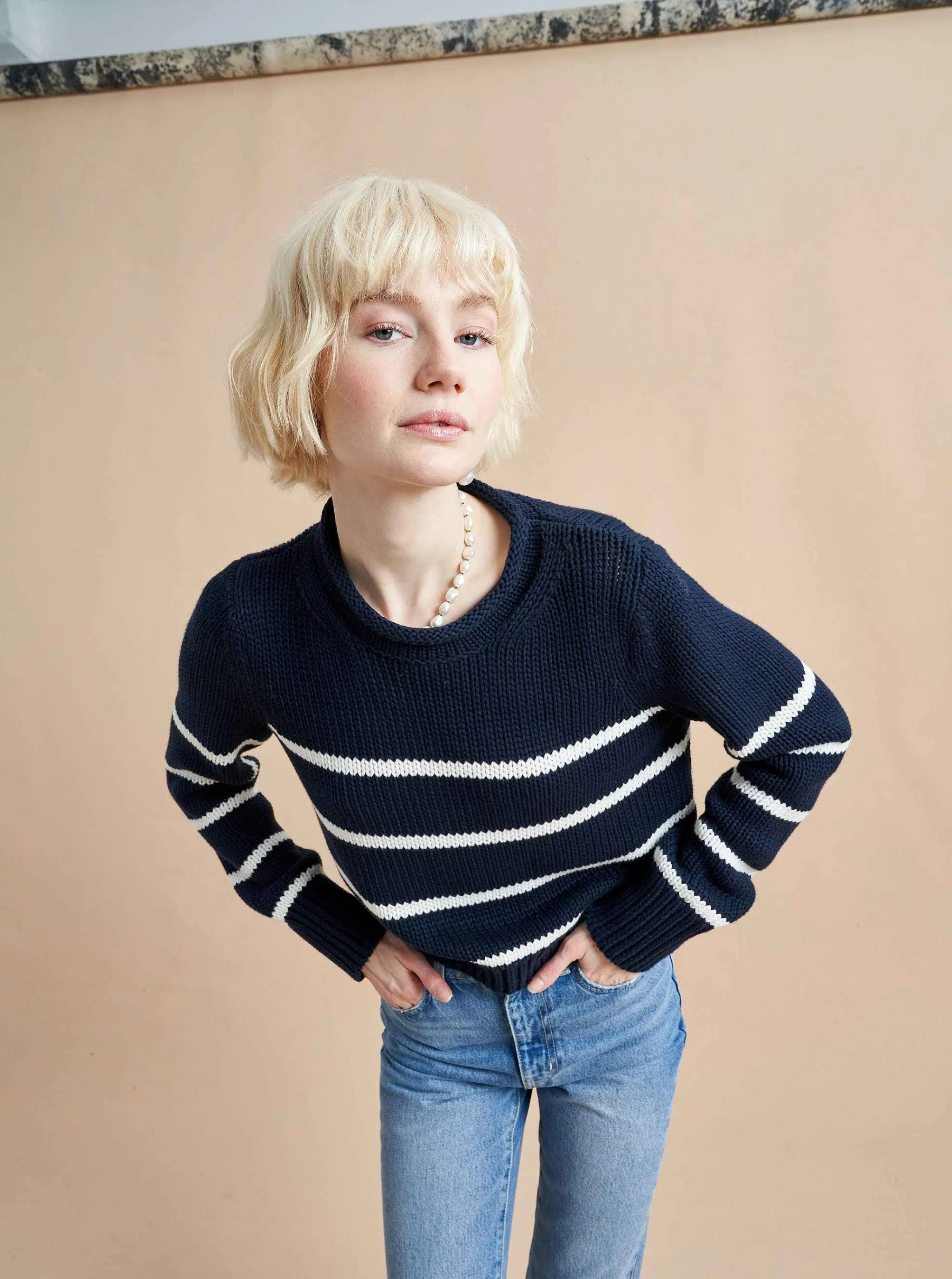 La Ligne Sweaters*Mini Marina Sweater Navy/Ivory